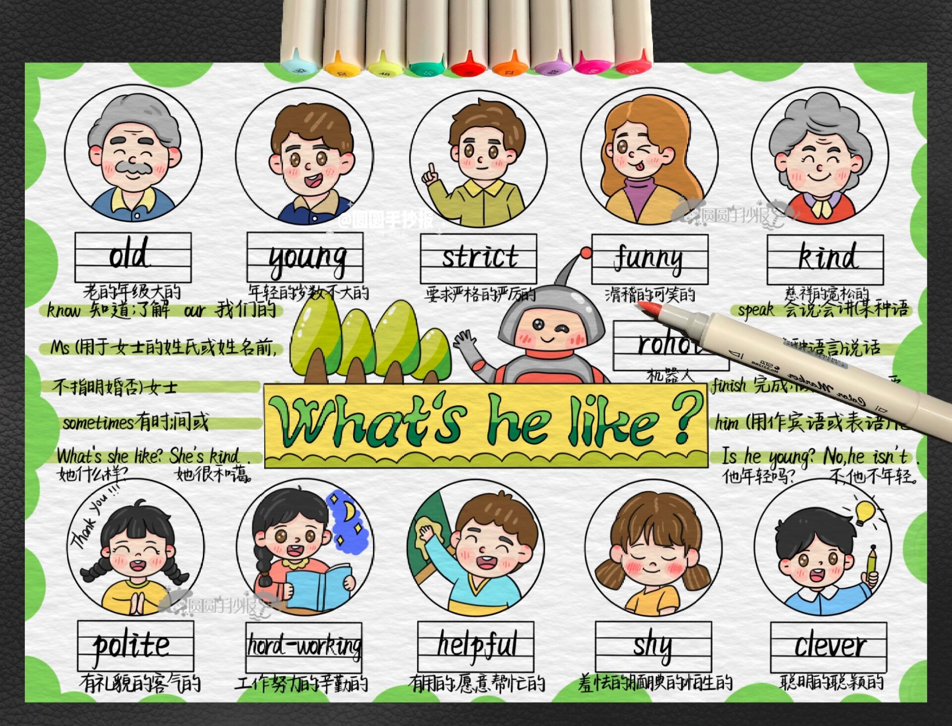 五年级上册英语手抄报第一单元(人教版