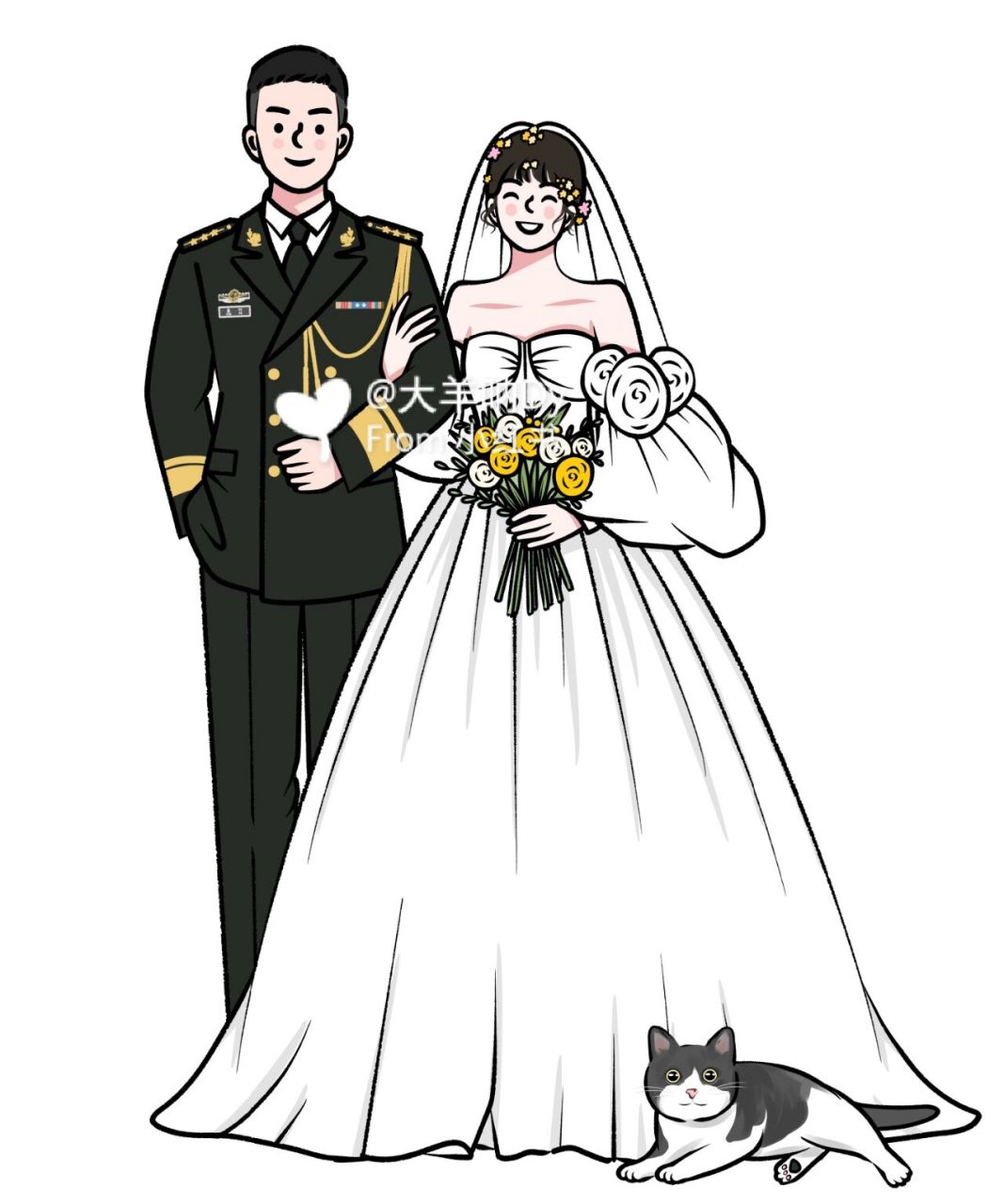 军人结婚卡通头像图片