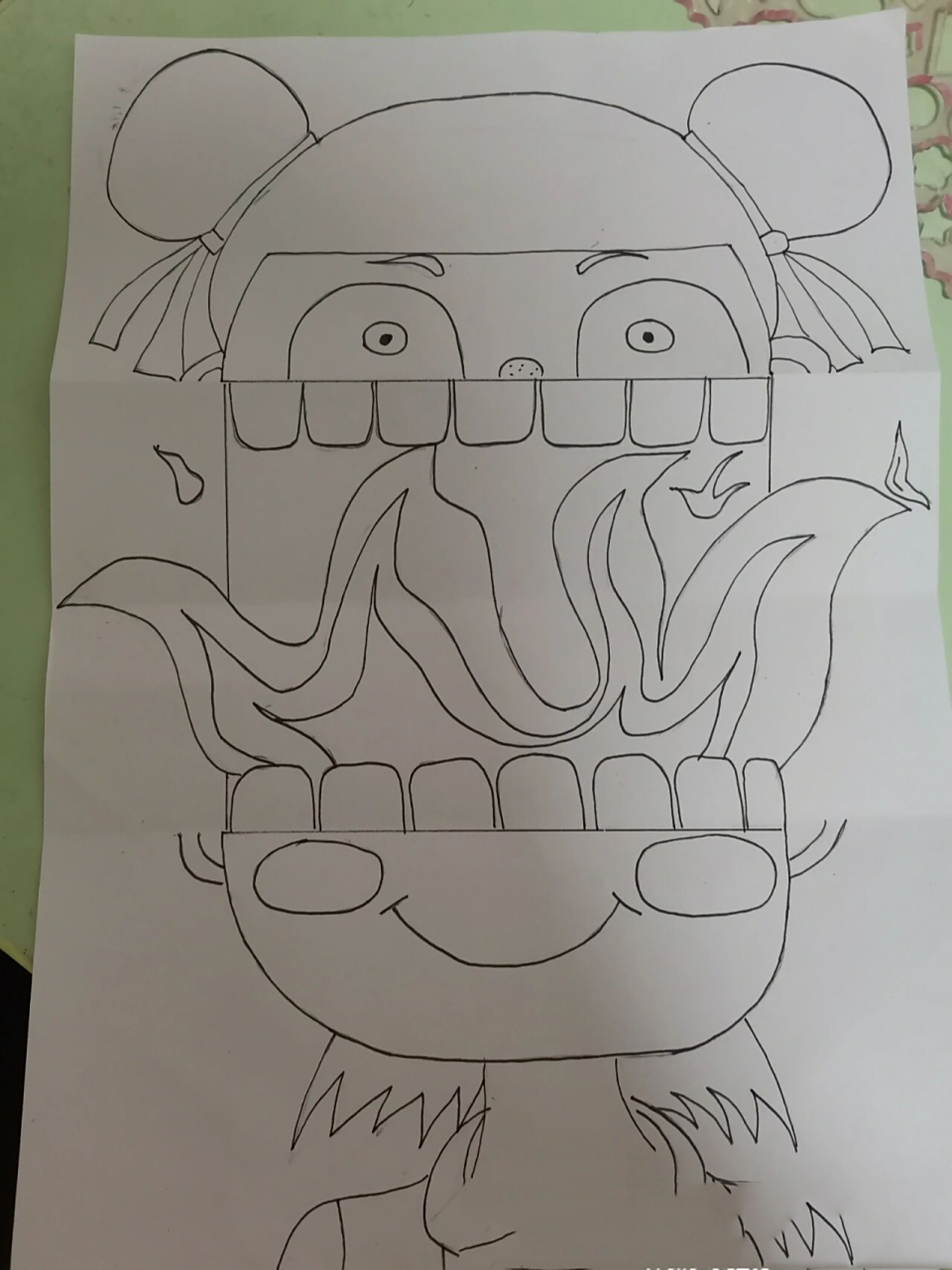 有趣的折叠画 晚上无聊画的一副折叠画