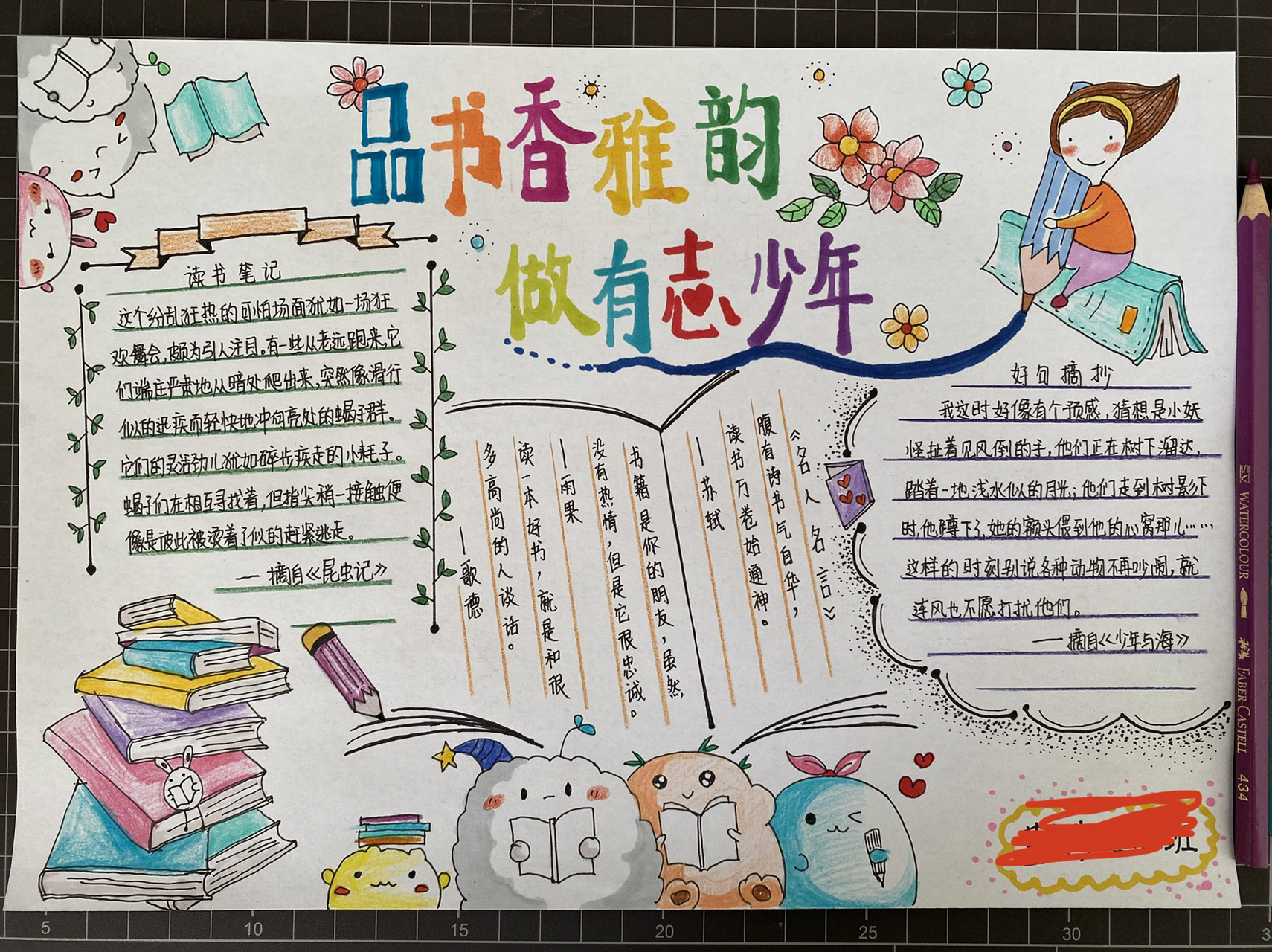 读书手抄报 不知道为什么这张好多人点赞,其实就是东拼西凑的找点图案