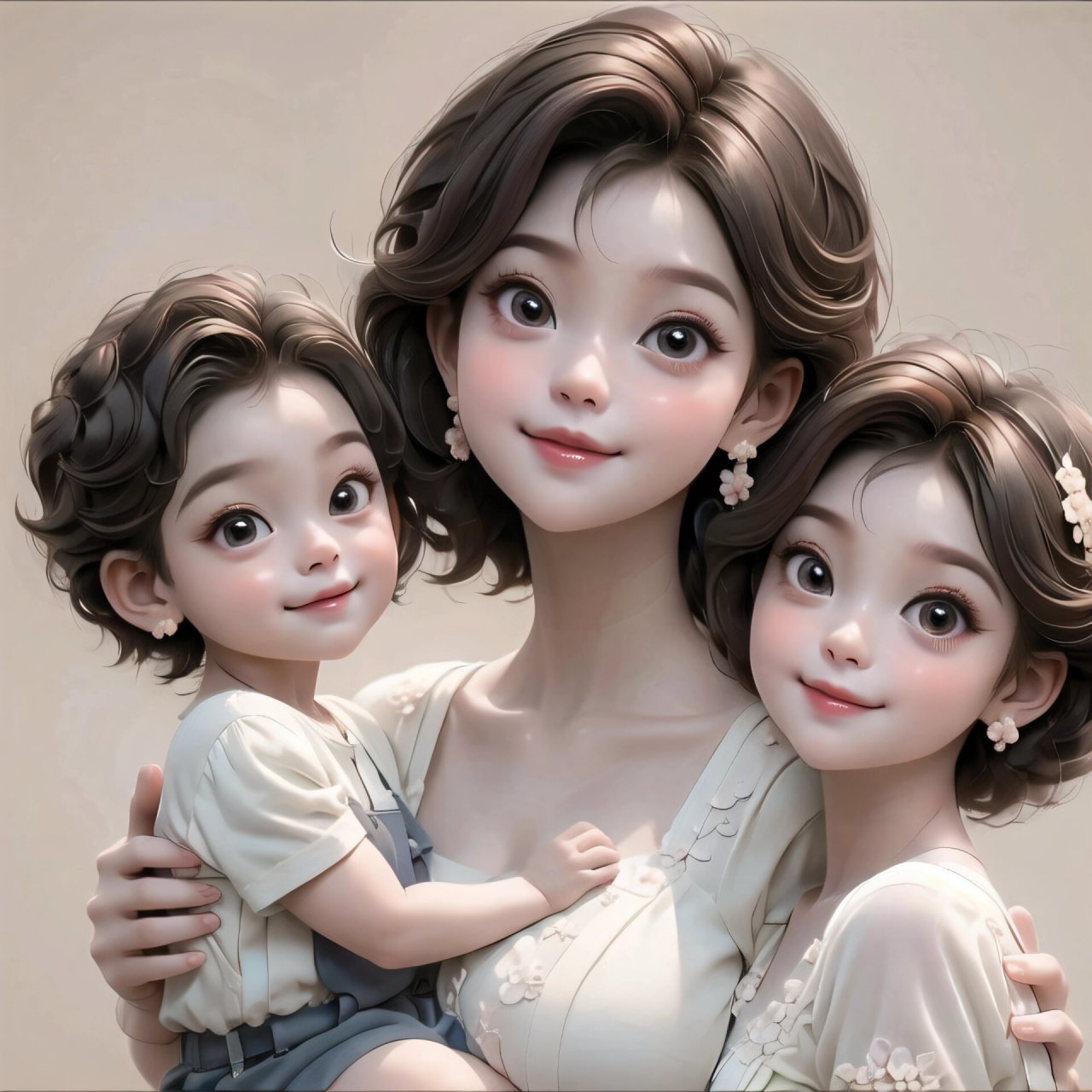 妈妈和两个女儿的头像图片