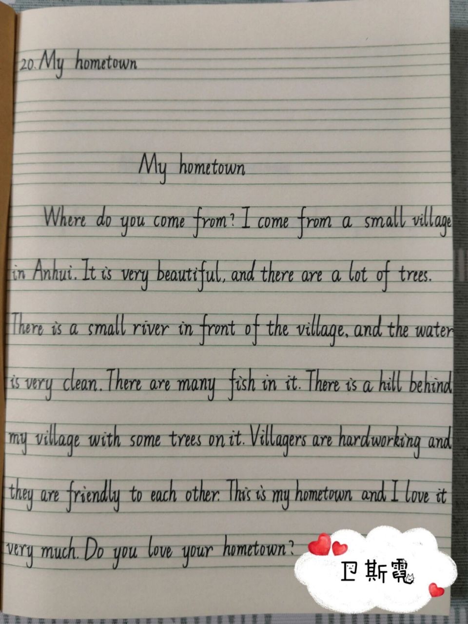 20.小学英语作文 my hometown