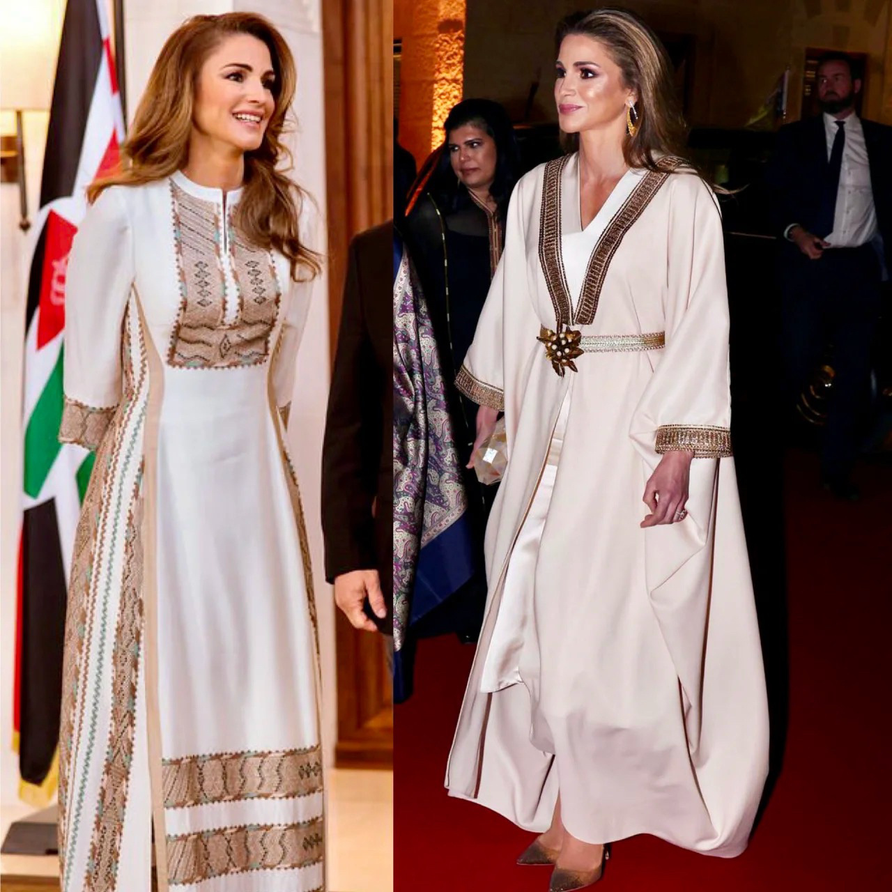 太美了!约旦王后传统服饰穿搭