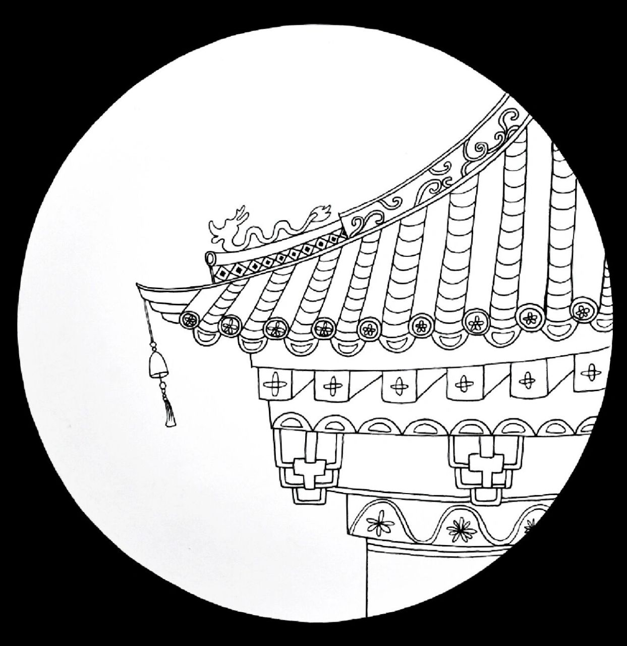 中国式屋檐简笔画图片