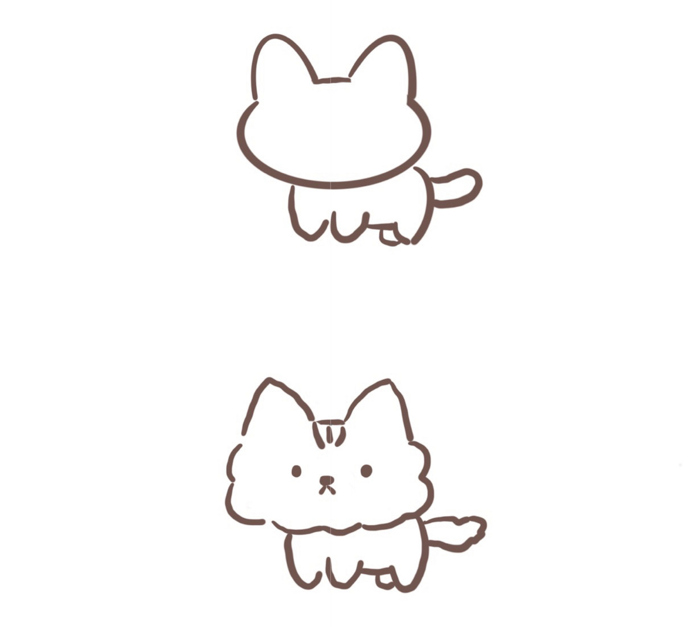 手绘卡通猫咪～教程附线稿～ 最近肝游戏太心累了,来一组模仿手绘