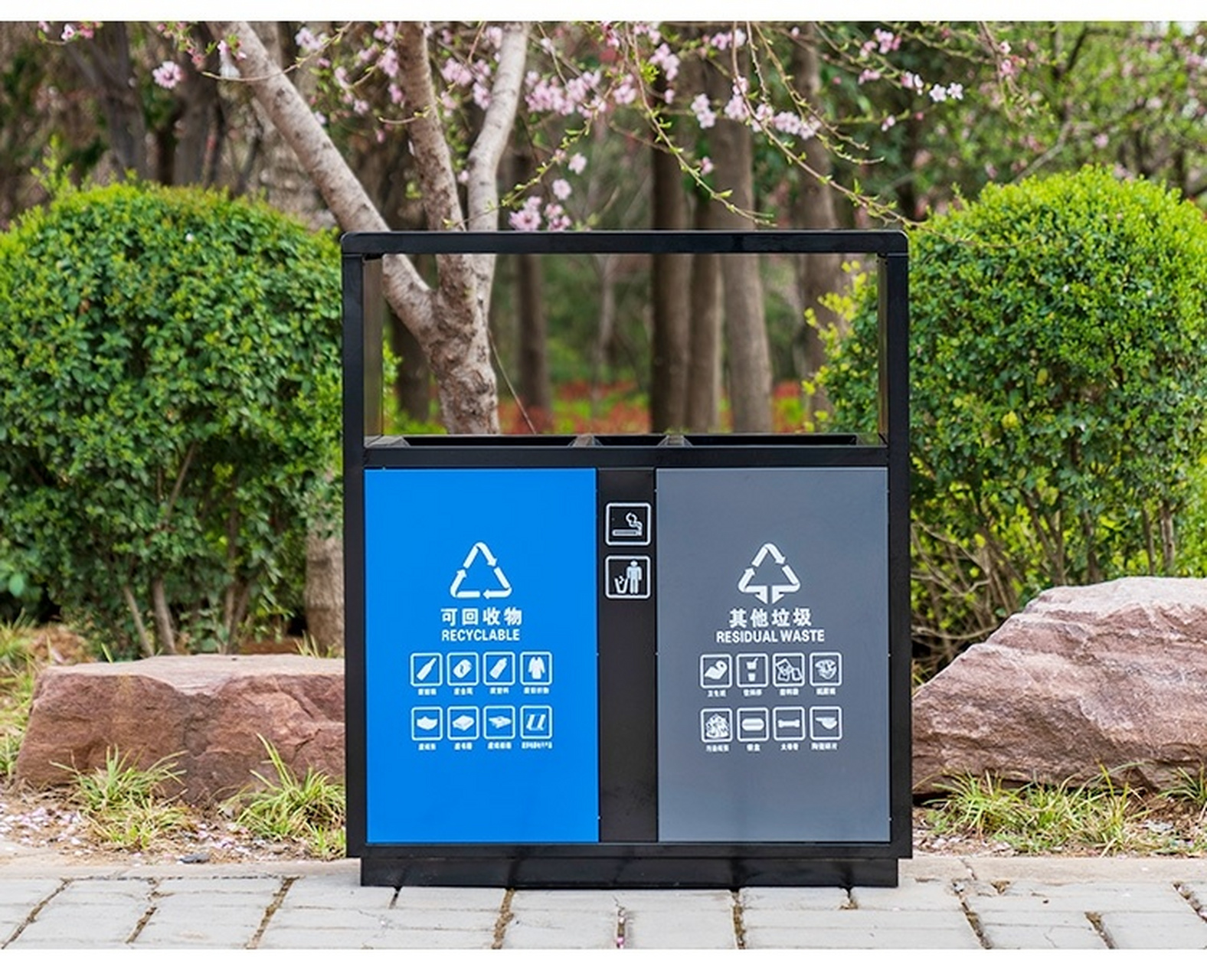 分类垃圾桶现场实拍 垃圾桶实拍照片,有这样的垃圾桶