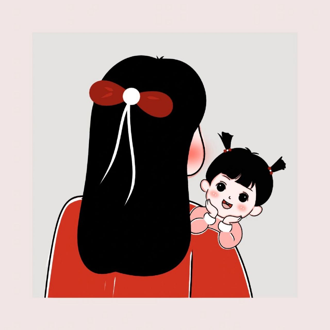 原创手绘亲子母女母子头像可爱 "做妈妈后才发现,生孩子,养孩子,教育