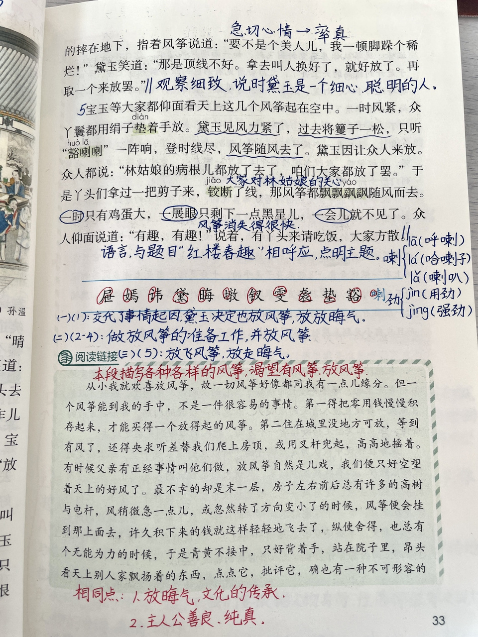 五年级下册《红楼春趣》笔记 部编本 五年级下册语文 第二单元《红楼