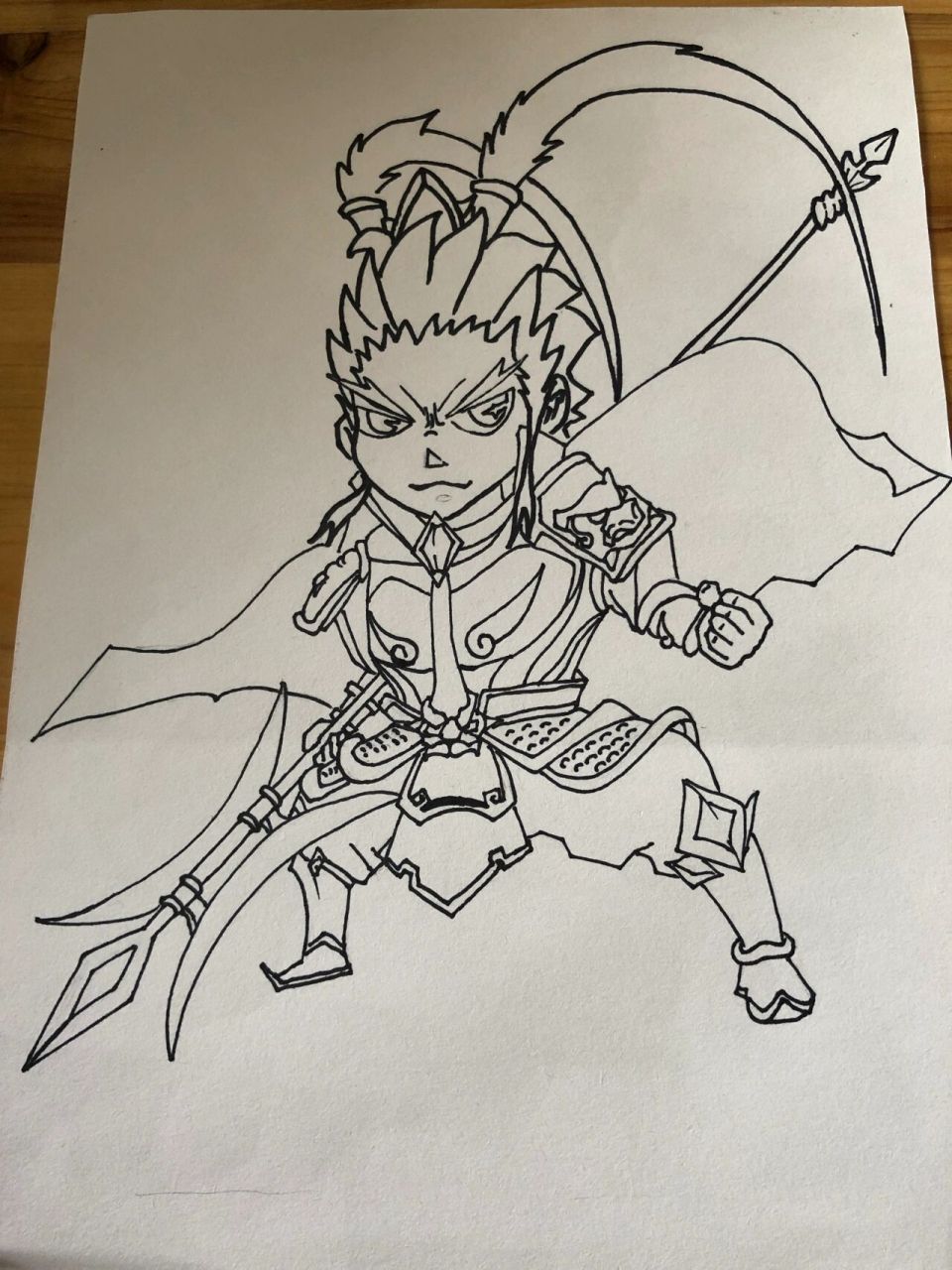 吕布 三国 卡通人物画 宸宸学校作业 小学生学校作业 记录儿子绘画