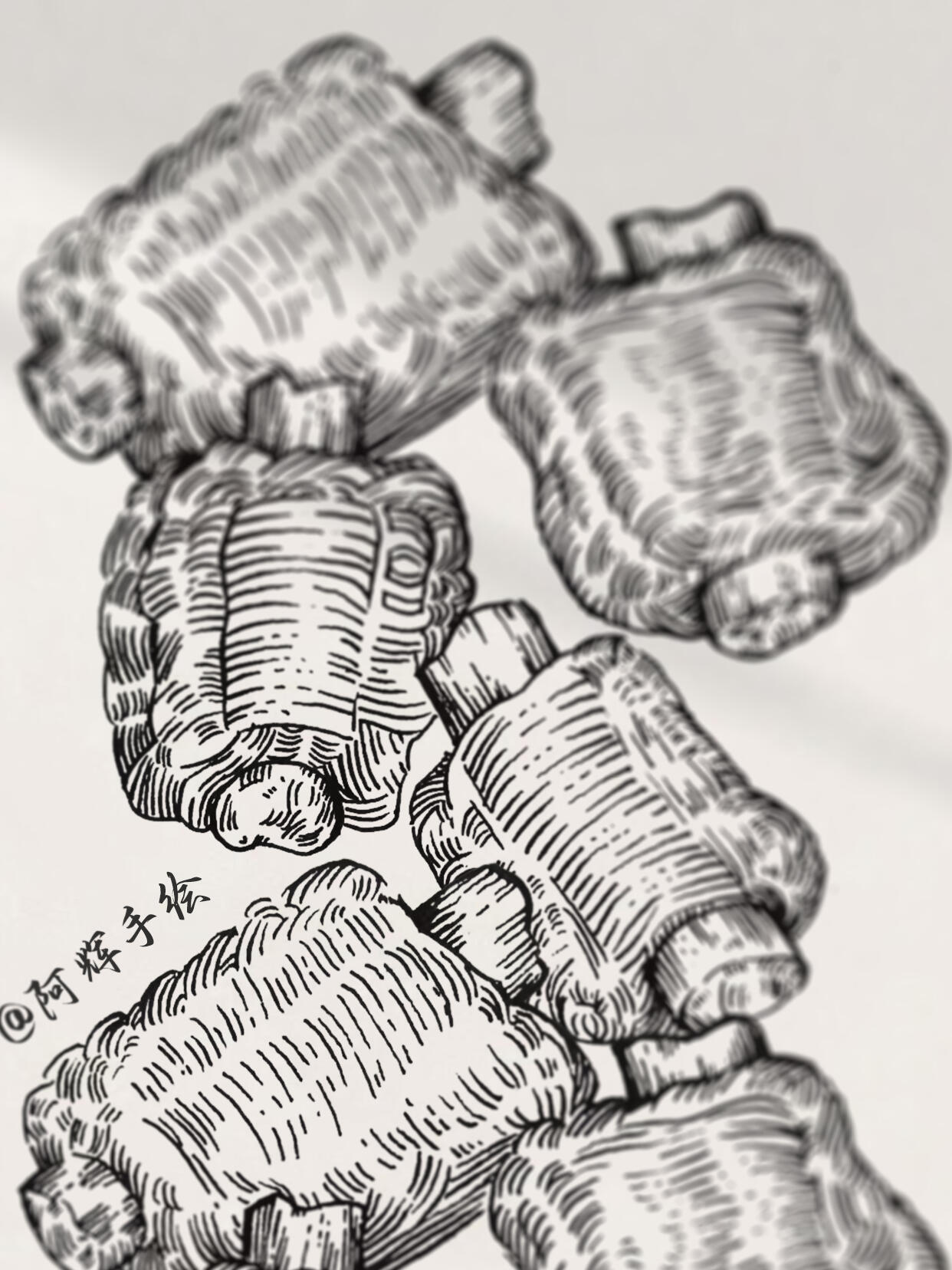 请大家吃排骨~钢笔画食物系列