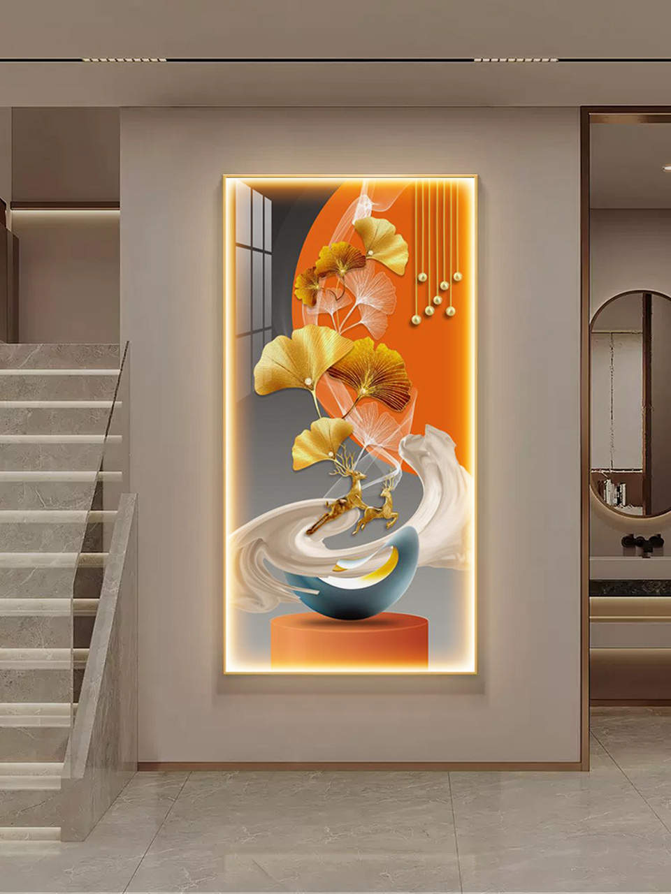 选玄关挂画只需几句口诀,寓意极好 玄关挂金寓意财源滚滚,玄关挂树