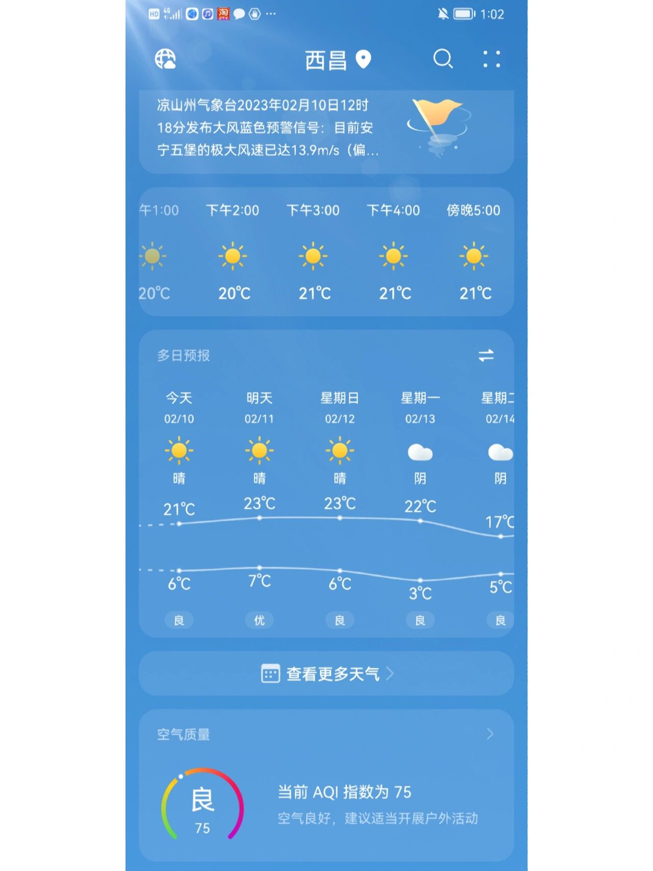 今天西昌的天气