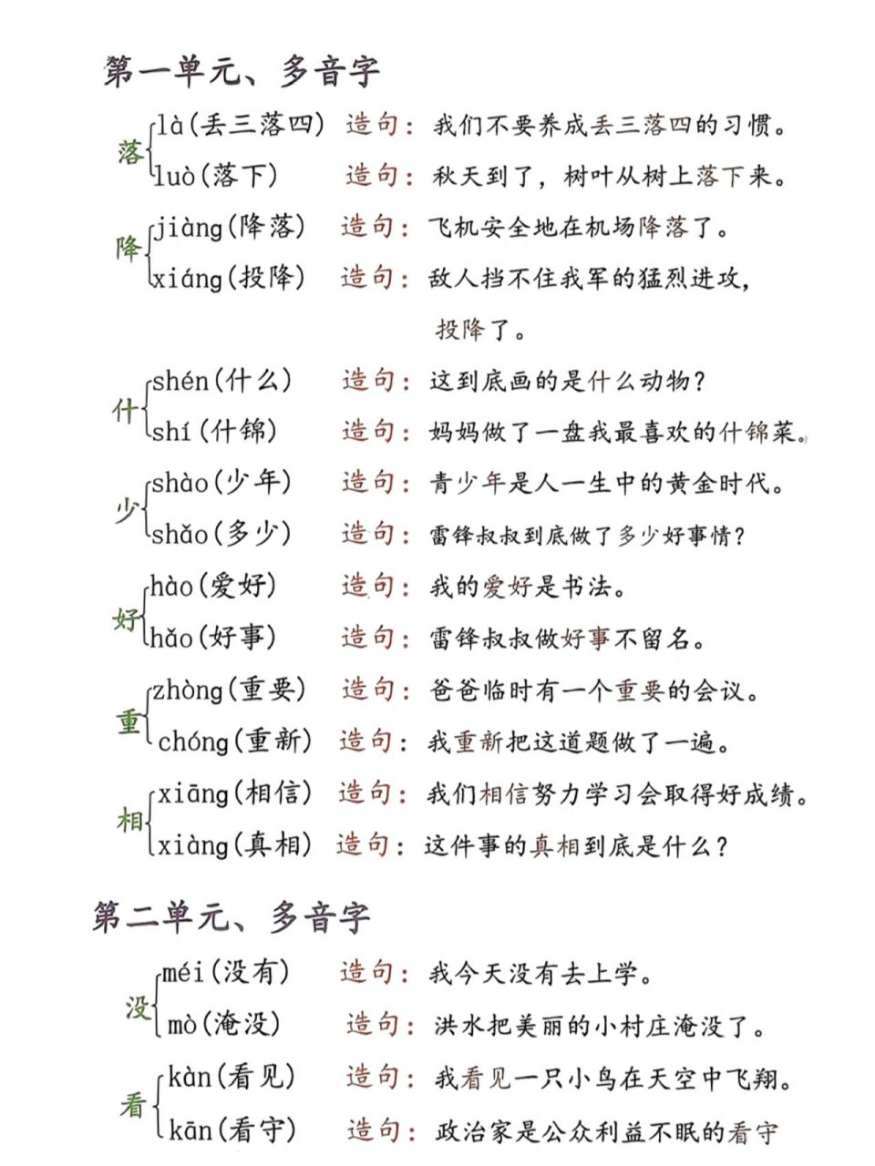 06哇,好全的多音字汇总 一年级下册多音字汇总,拼音,组词,造句,每天