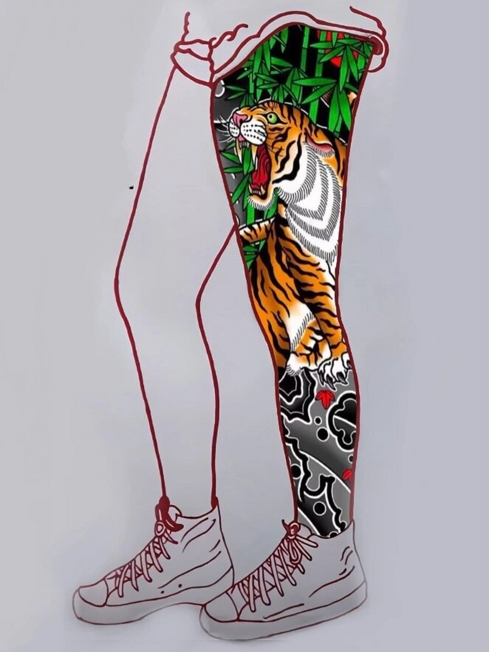 花腿纹身手稿(二) 日式老传统花腿纹身手稿