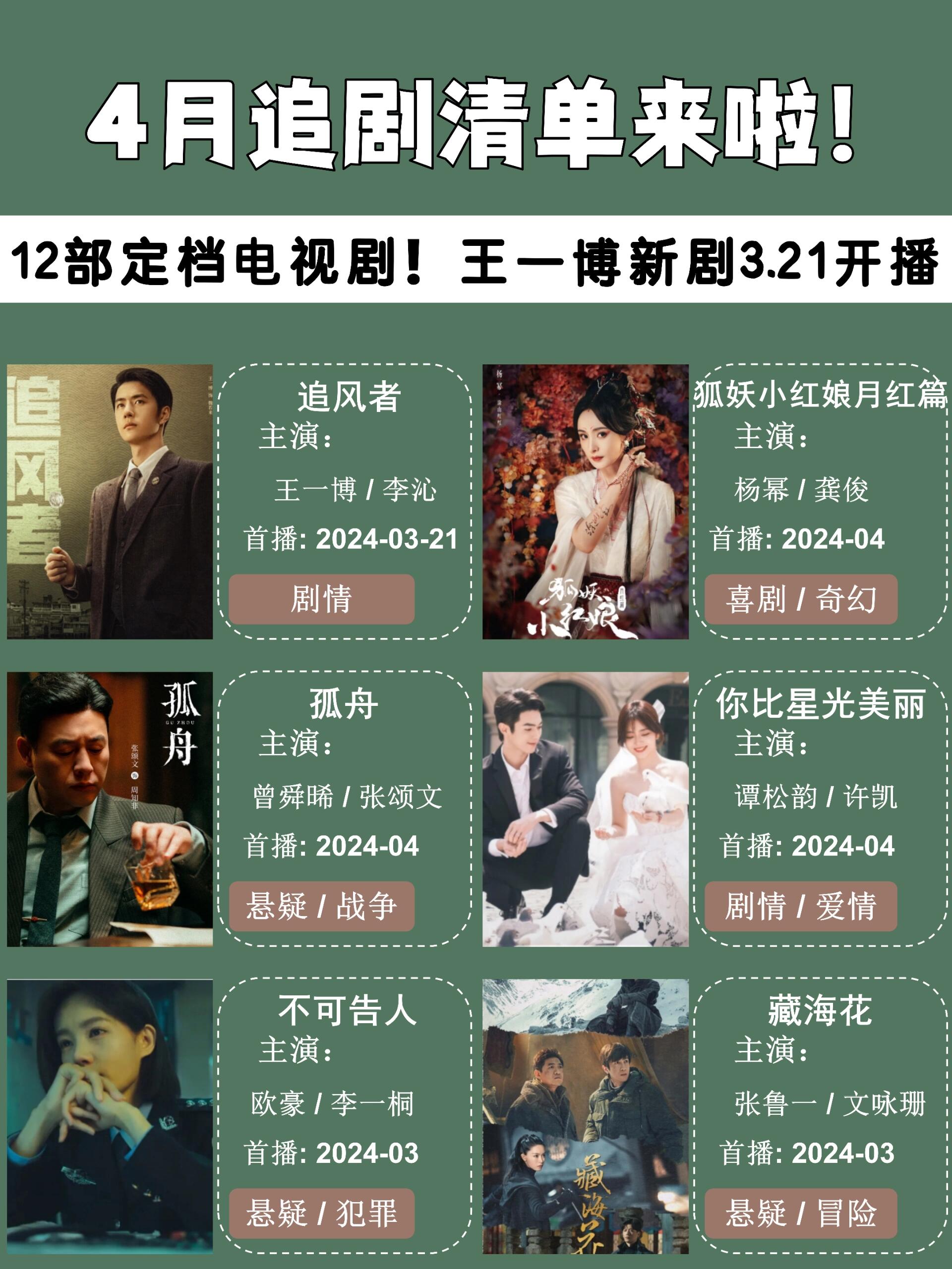 4月追剧清单来啦!12部定档电视剧