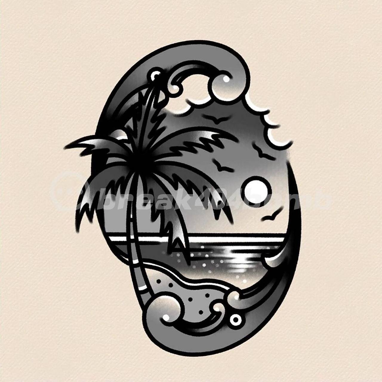 7张拼接小图花臂oldschool纹身 适合小图拼接的纹身手稿