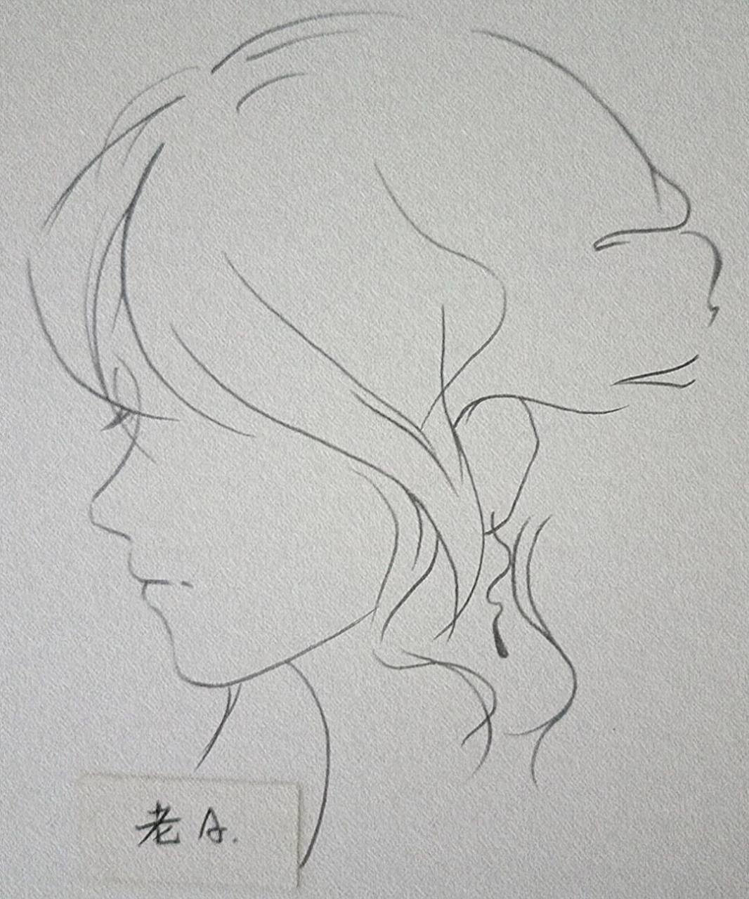 侧脸手绘过程图