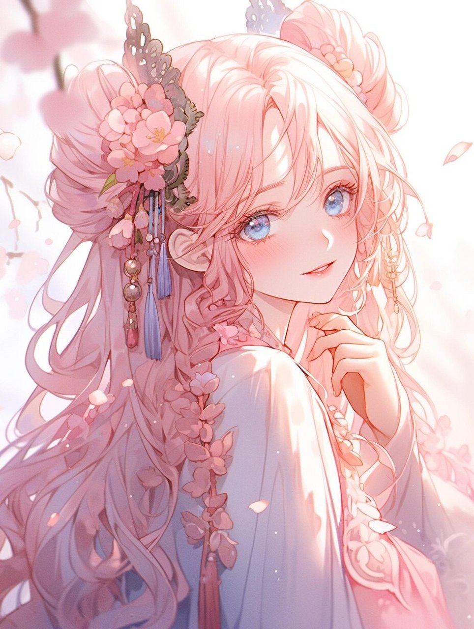 浪漫粉 | 女生头像壁纸插画素材古风头像