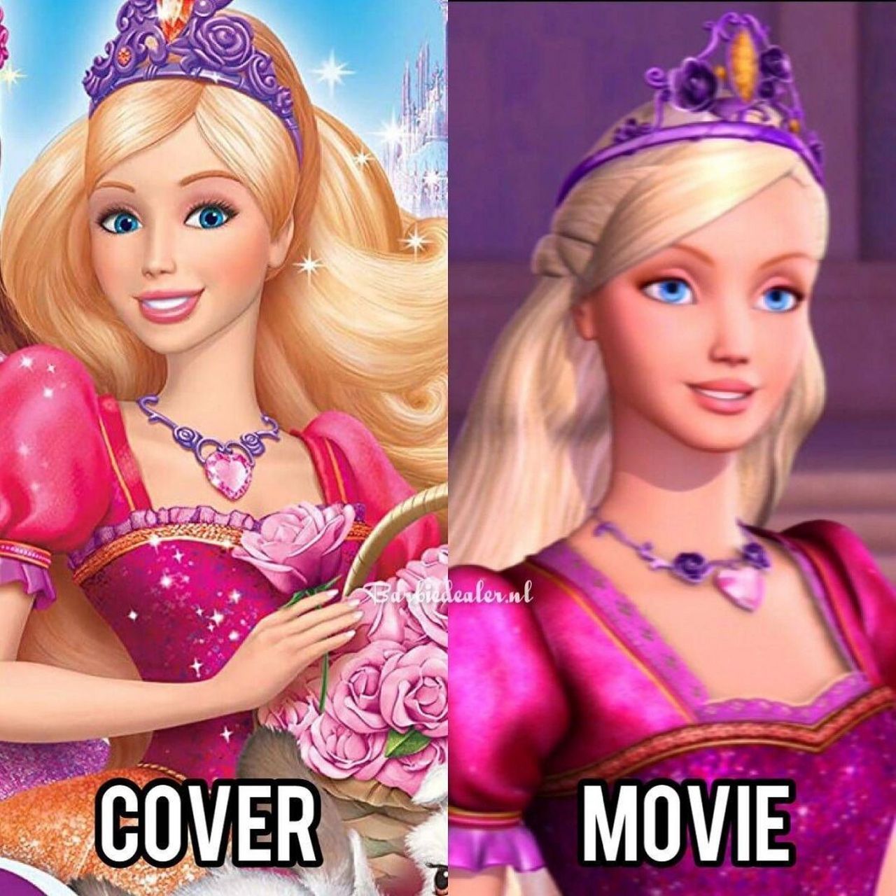 芭比电影海报2d3d对比钻石城堡美人鱼历险记 96芭比之钻石城堡98