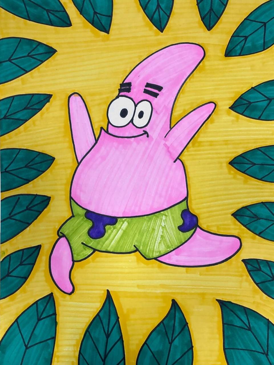 派大星儿童简笔画 一看就会, 图二就是步骤图哦 适合5-7岁的小朋友哦