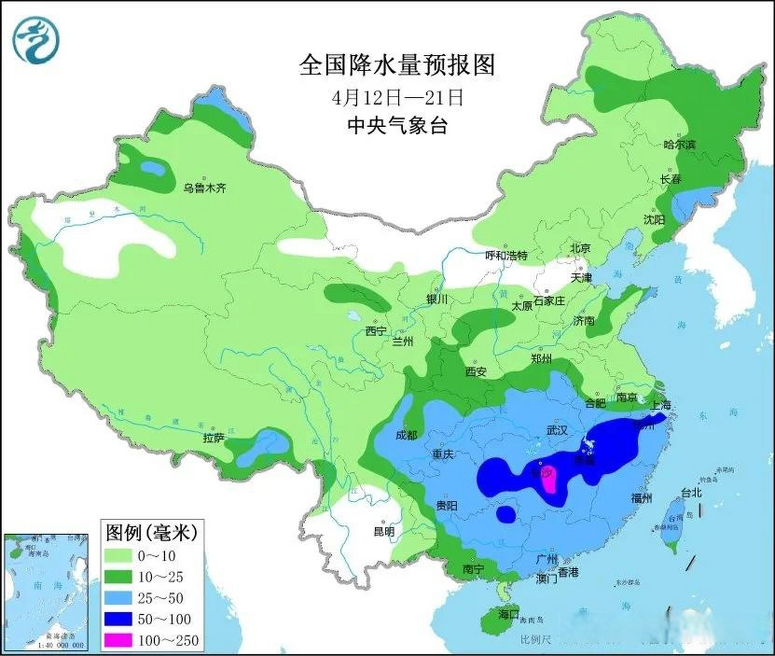 4月12日全国气象干旱监测图(图1)可见,四川南部,贵州,云南,广西西部