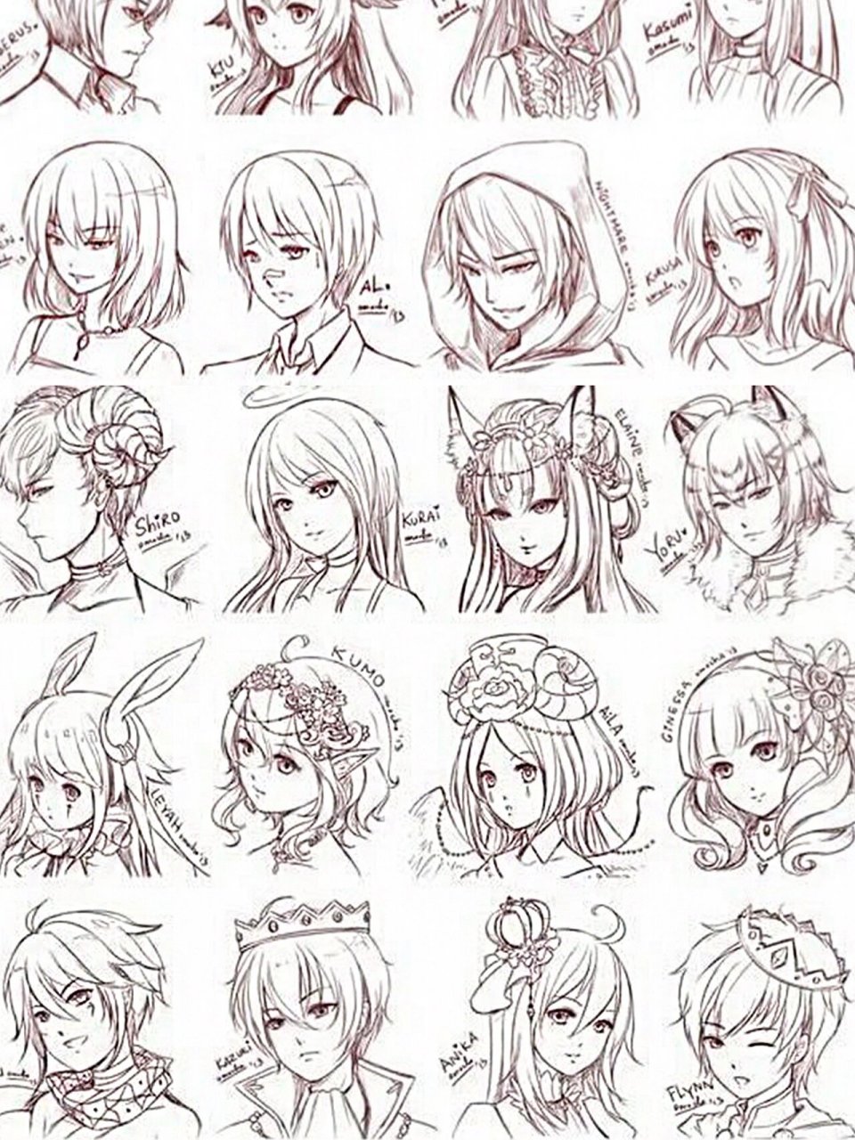 1000 动漫人物头发素材,不同发型参考选择😘 动漫人物的头发该怎么