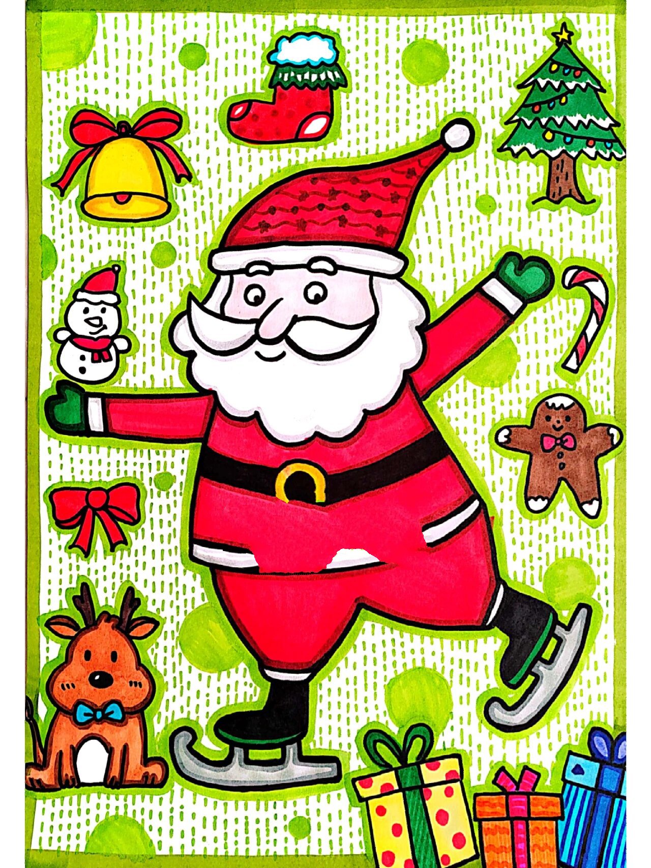 儿童画-圣诞老人‖圣诞节(有课件步骤)