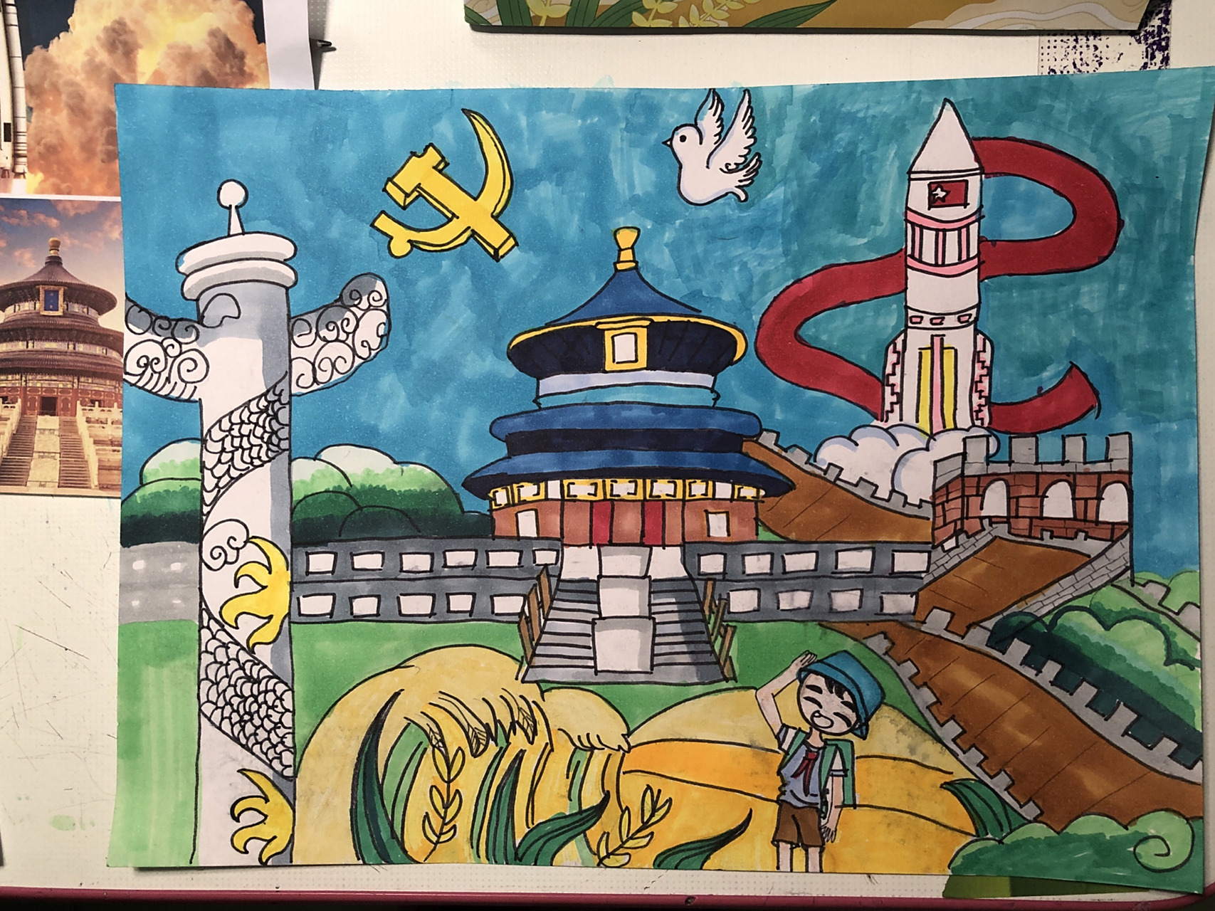 我和我的祖国五年级绘画 学画画也有2年了,能不再抄袭别人的画而且