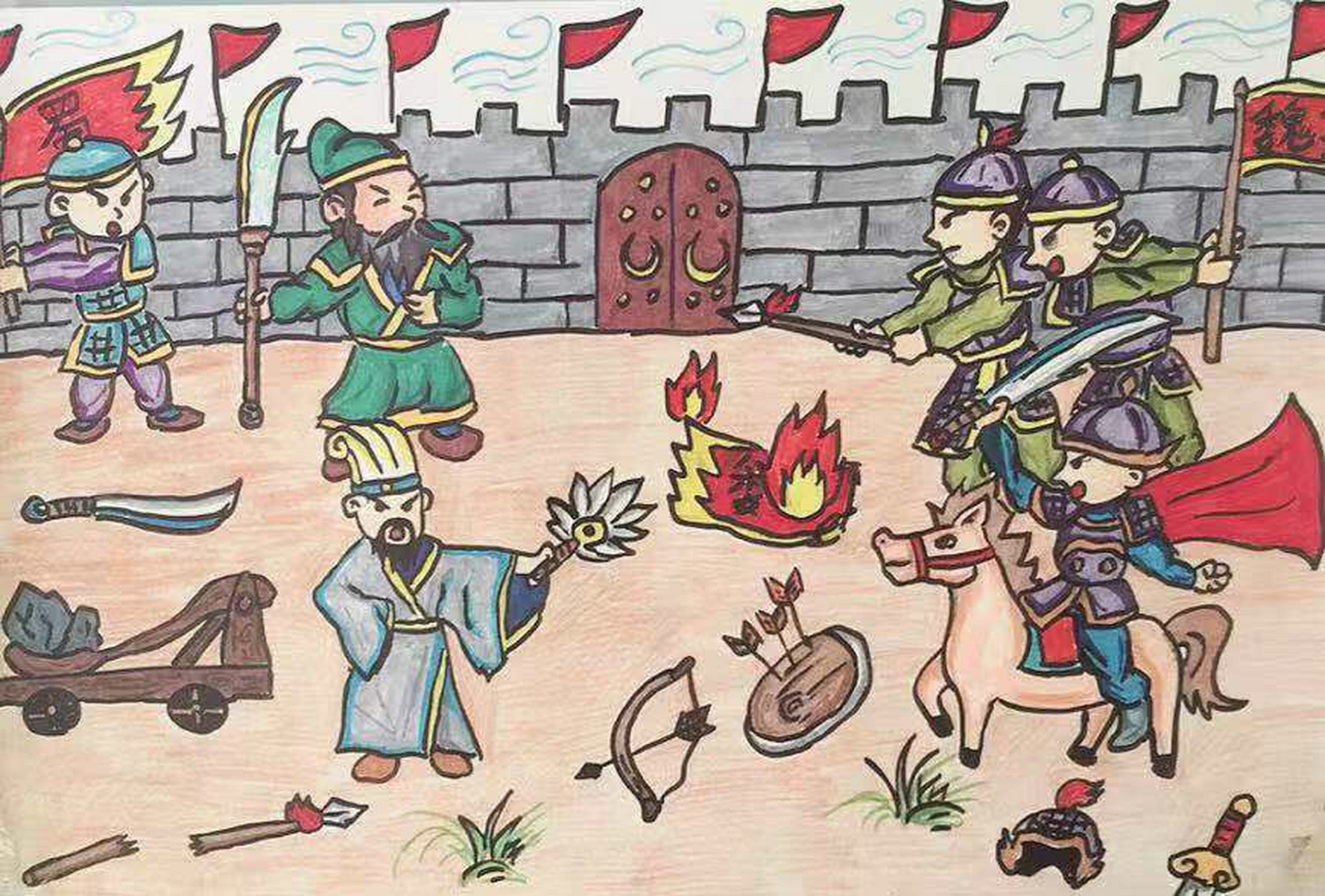 手绘儿童画《三国演义》 手绘儿童画《三国演义》