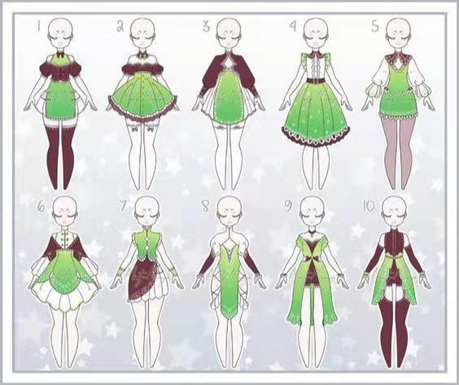 【绘画素材】动漫少女美裙绘画素材参考 不会画裙子的小可爱赶快来