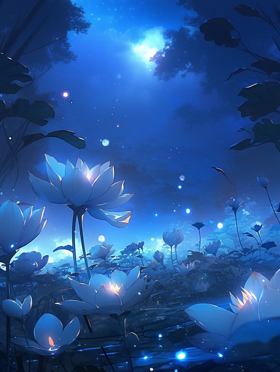 蓝的莲花,即是蓝莲花 蓝莲花开在雪山,所以现在凉爽而且寒冷