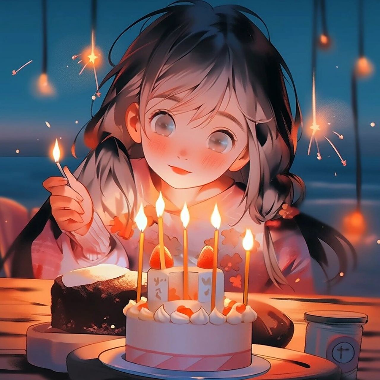 生日快乐吹蜡烛女生头像