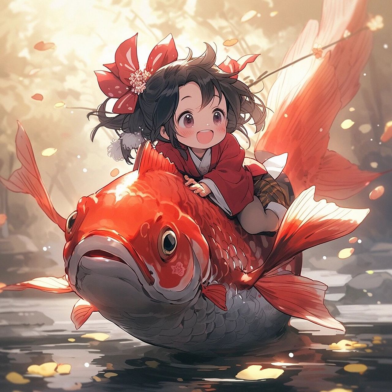 上岸头像丨锦鲤女孩 乘风破浪 上岸啦 国风元素锦鲤女孩头像, 希望宝