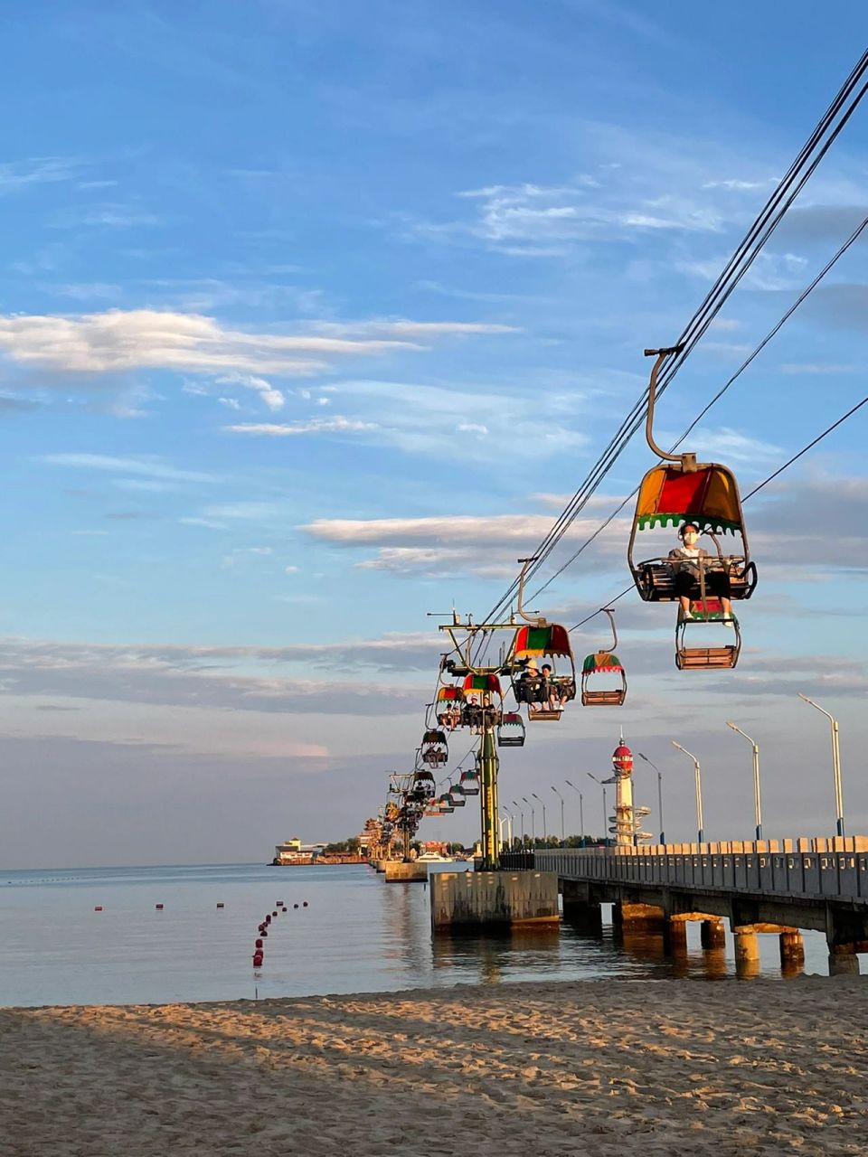 秦皇岛仙螺岛的海上缆车 仙螺岛的海上缆车很推荐,一定要选天气好有