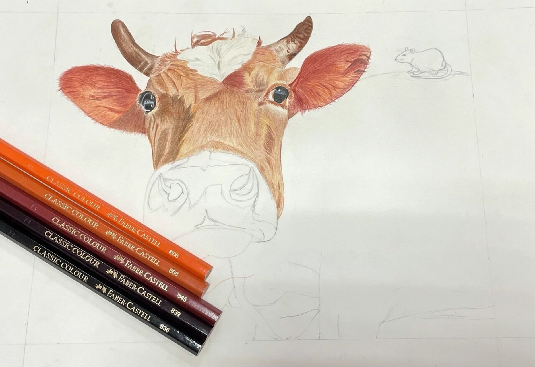 十二生肖系列 彩铅《牛》新手绘画尝试    趁着还是牛年 画个大黄牛