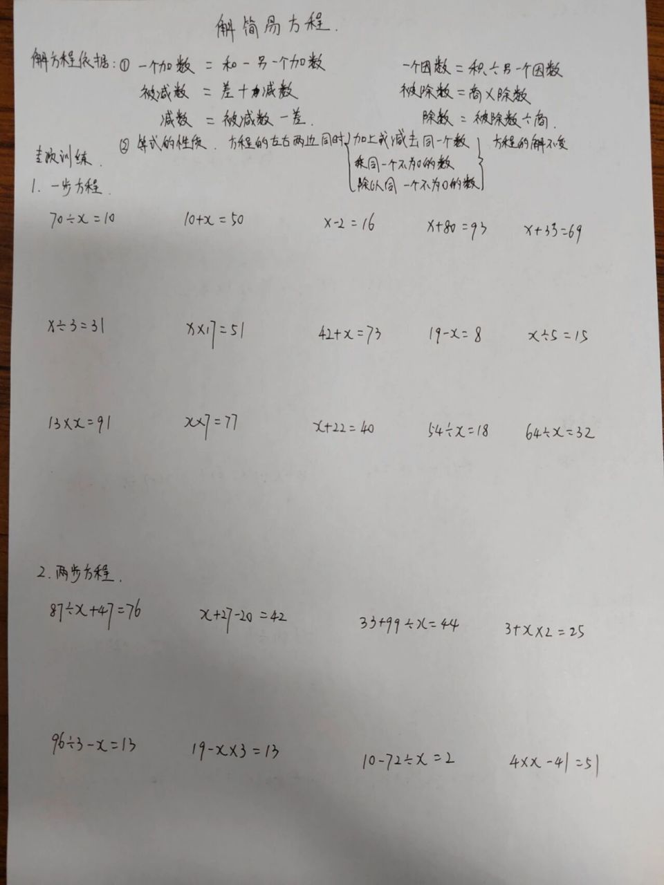 五年级简易方程专项练习 今天整理的五年级简易方程的内容,可作为简易