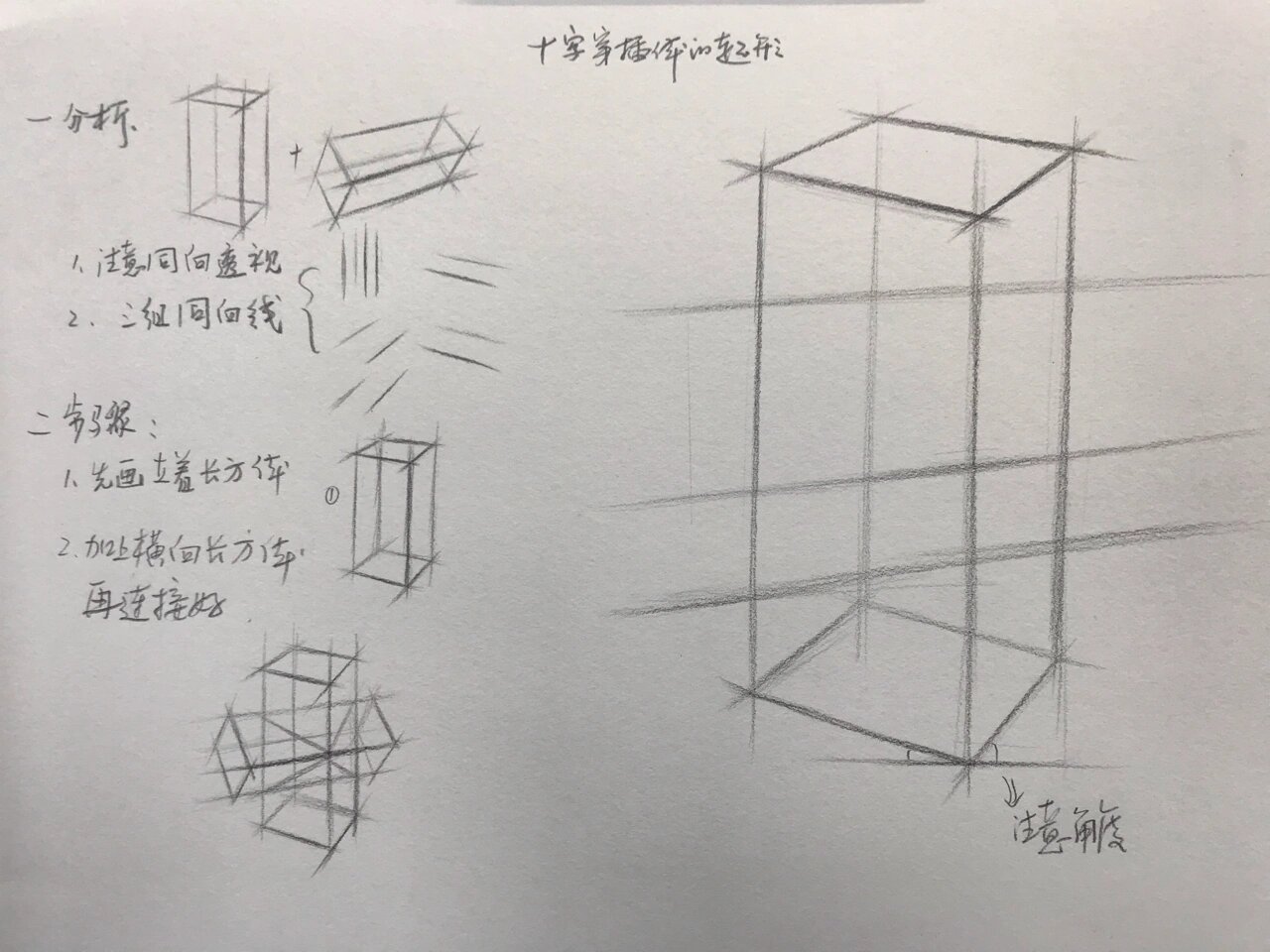 素描基础教学笔记～十字穿插体解析@ig课堂的动态