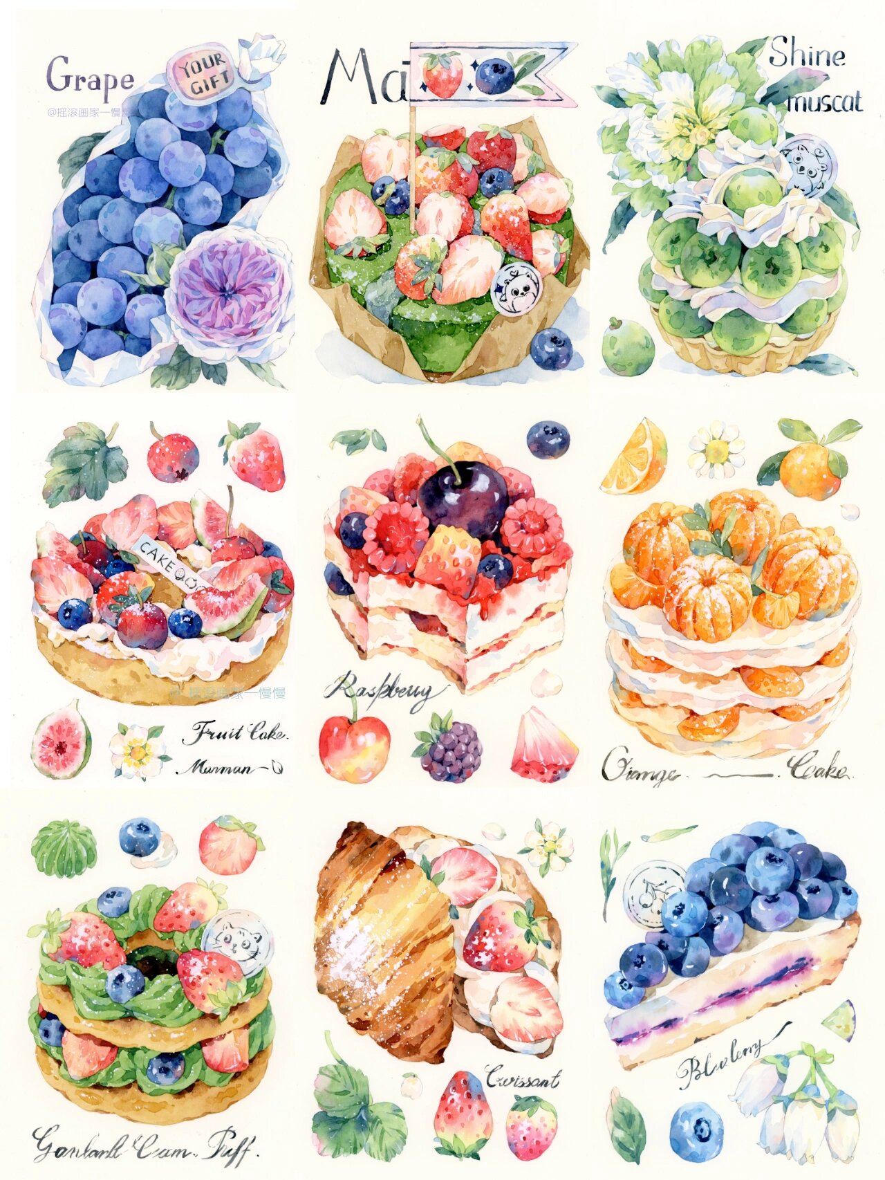 水彩手绘61美食合集