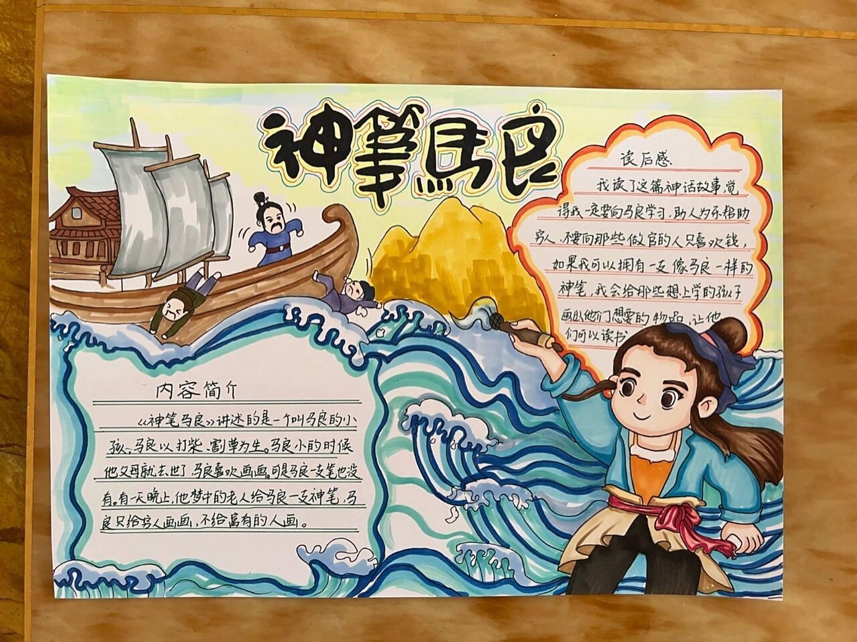 神笔马良读书手抄报二年级下册阅读小报