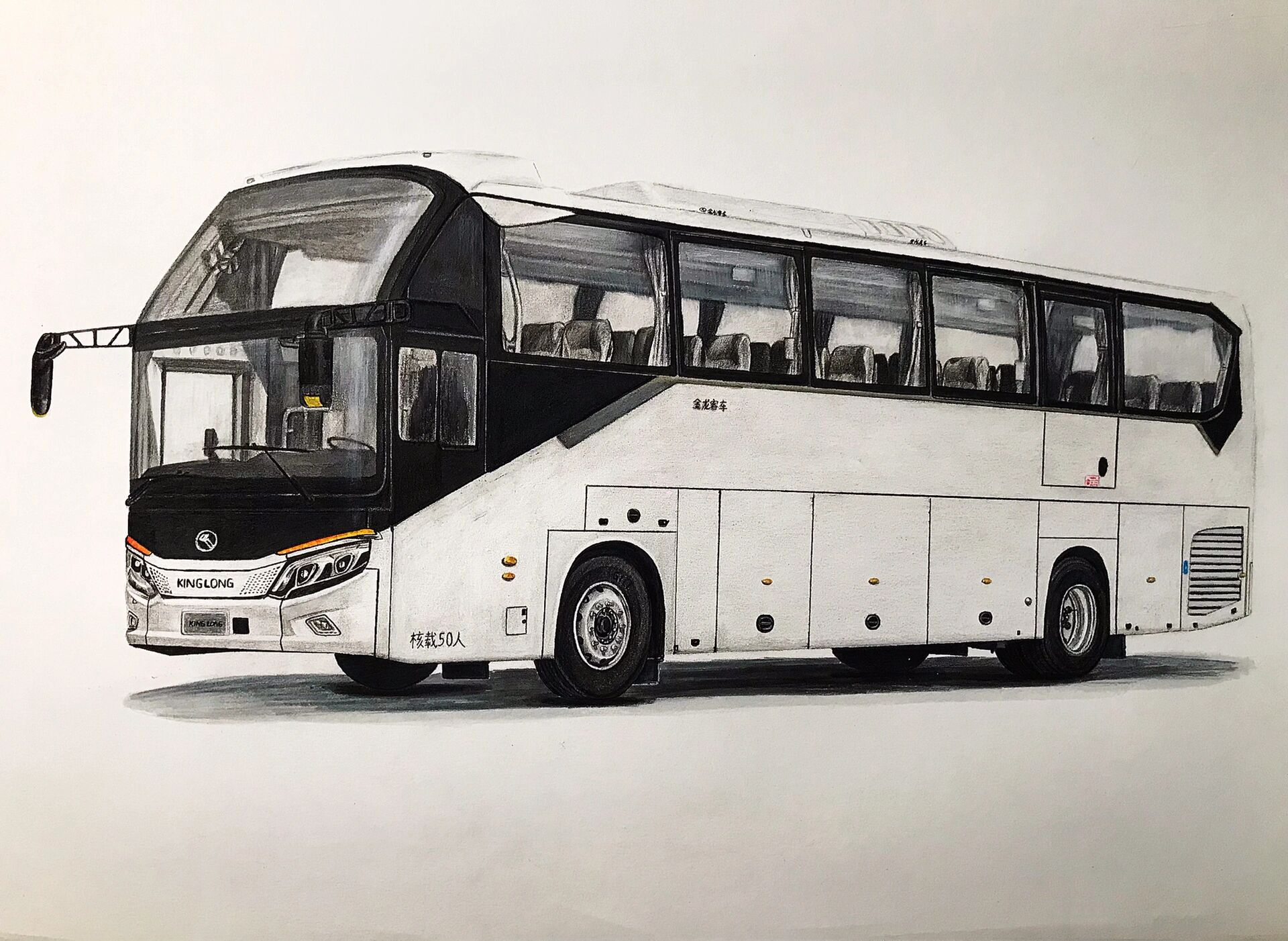 龙威2代大客车 第一次画大客车,画了多日,进展缓慢,就