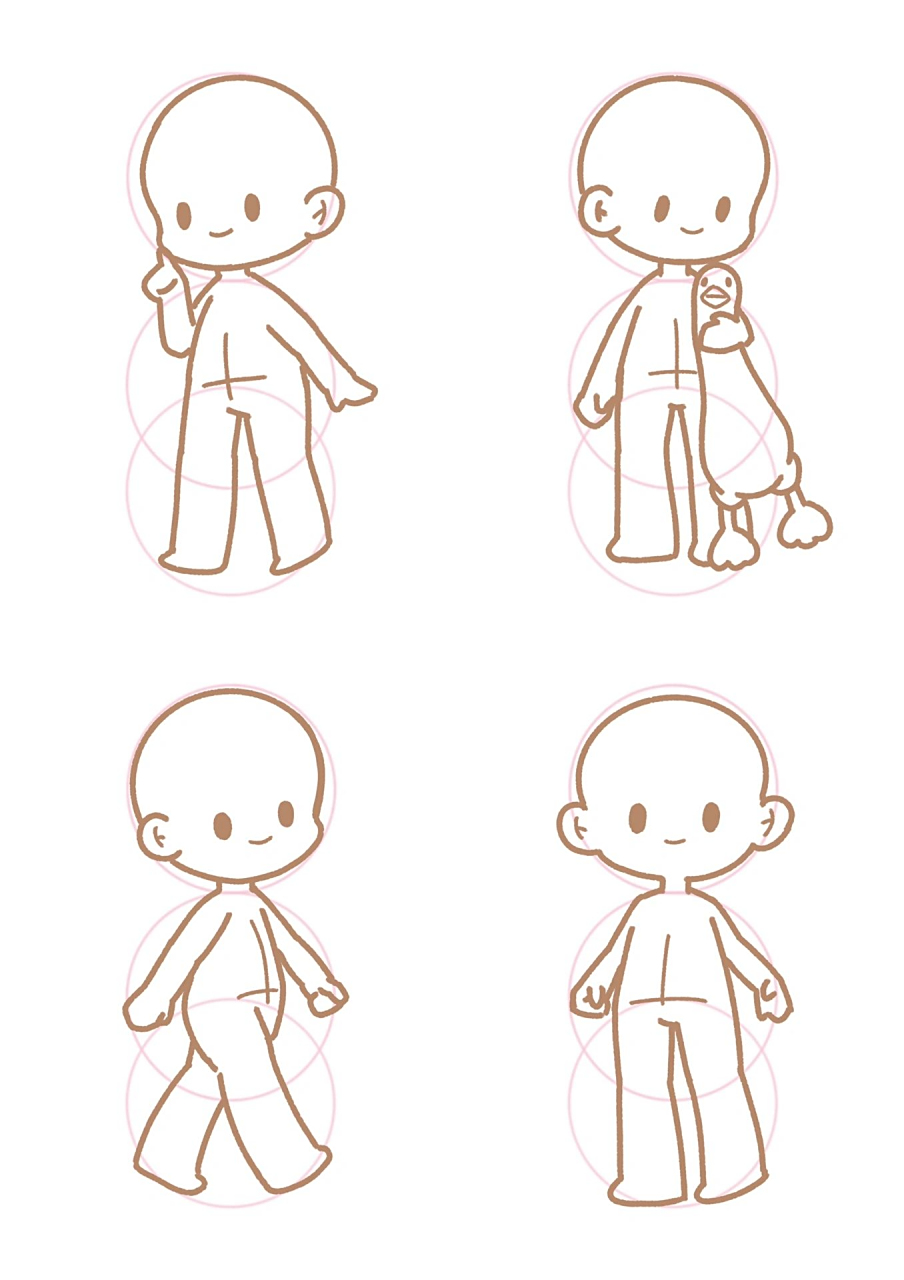 手帐素材-卡通豆豆眼小可爱(附人物素体)   一组卡通豆豆眼小人