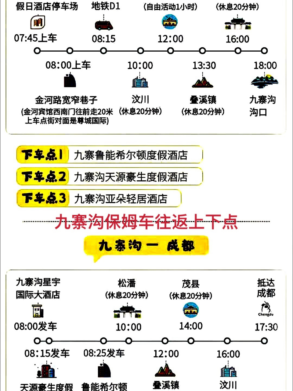 站-九寨沟口汽车站95959595 发班模式:天天发班  宇通48座