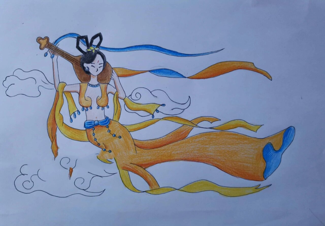 敦煌飞天 儿童简笔画 临摹