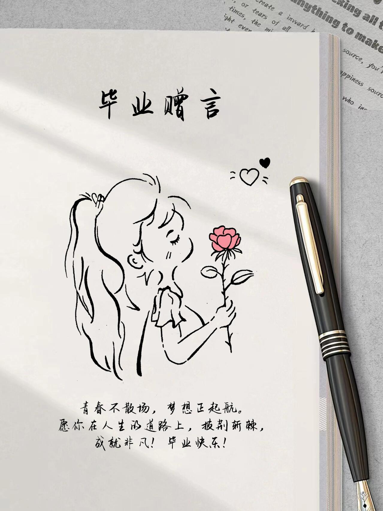 毕业赠言简笔画,手帐纸条贺卡专用