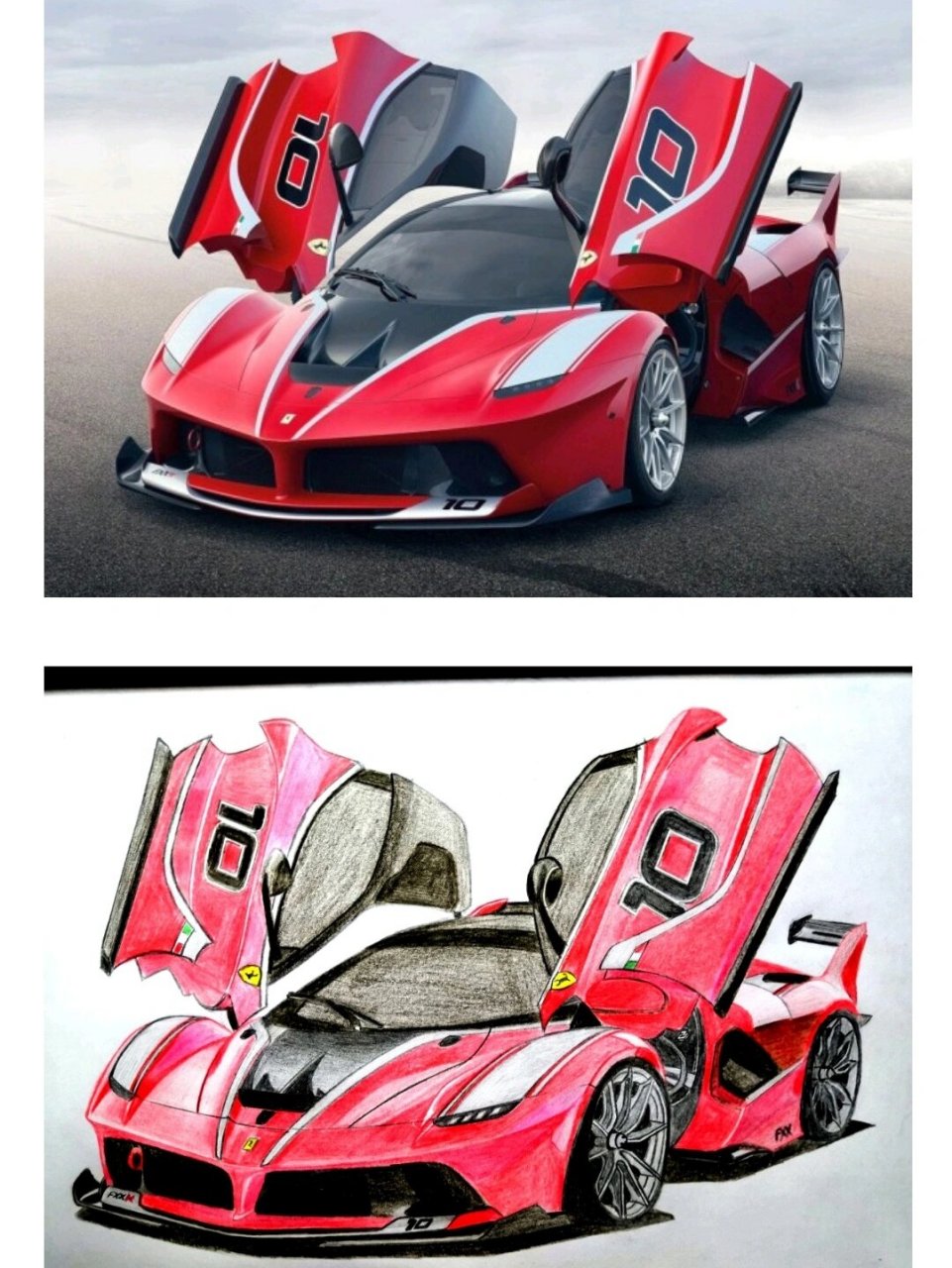 彩铅手绘ferrari fxx k 喜欢的车,虽然无法拥有,至少可以把它放在心里
