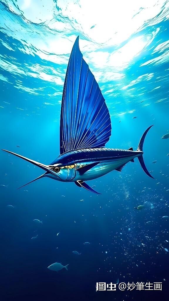 飞鱼胸鳍宽大,好似翅膀