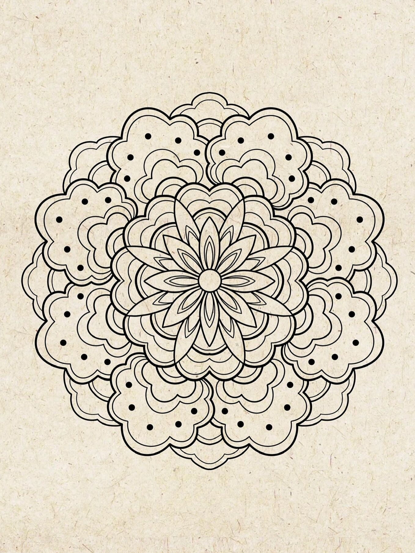 国风元素|中式团花纹 线稿练习  团花纹是一种四周呈放射状或螺旋状的