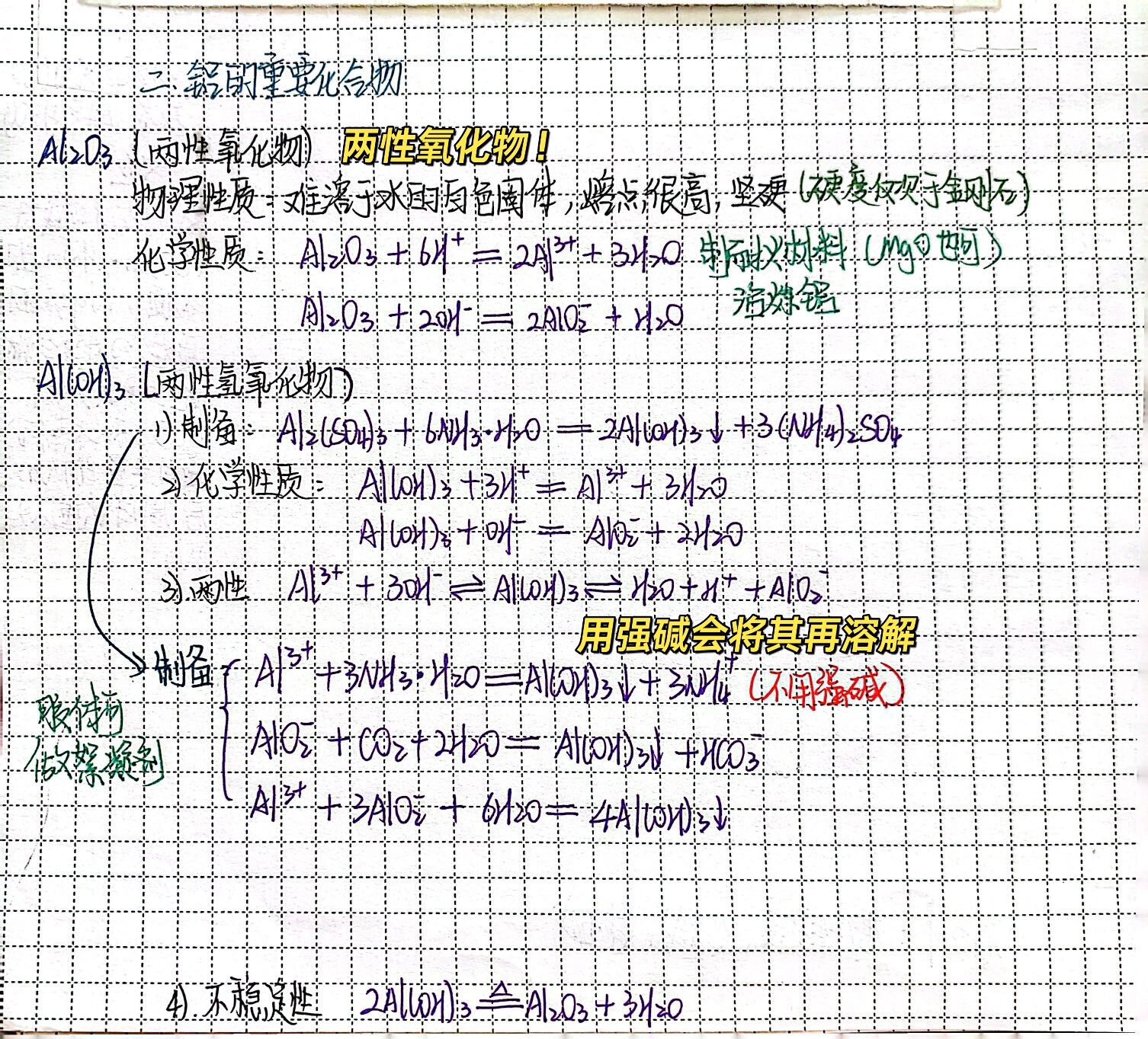 高中铝的方程式总结图图片