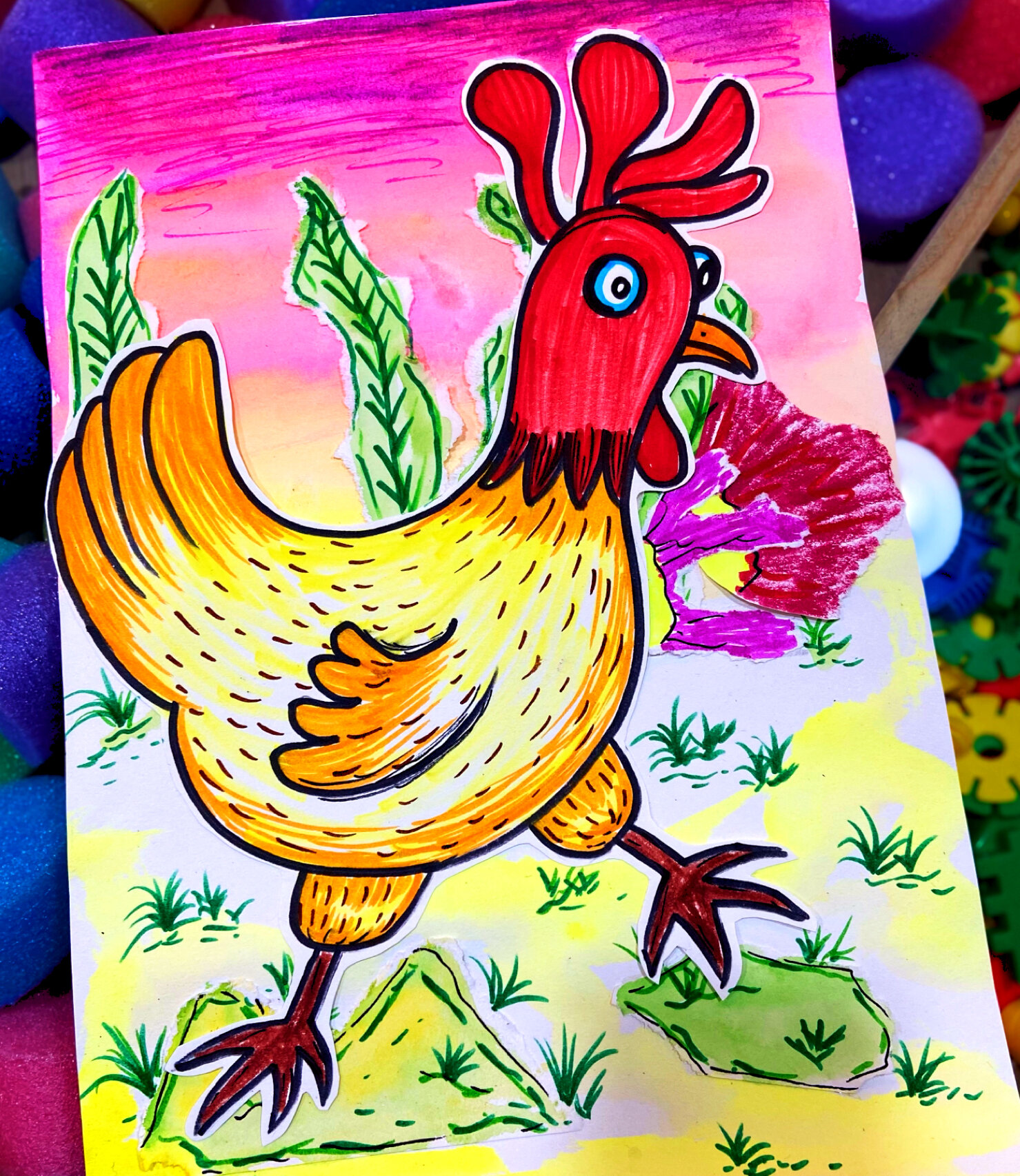 创意美术《大公鸡》
