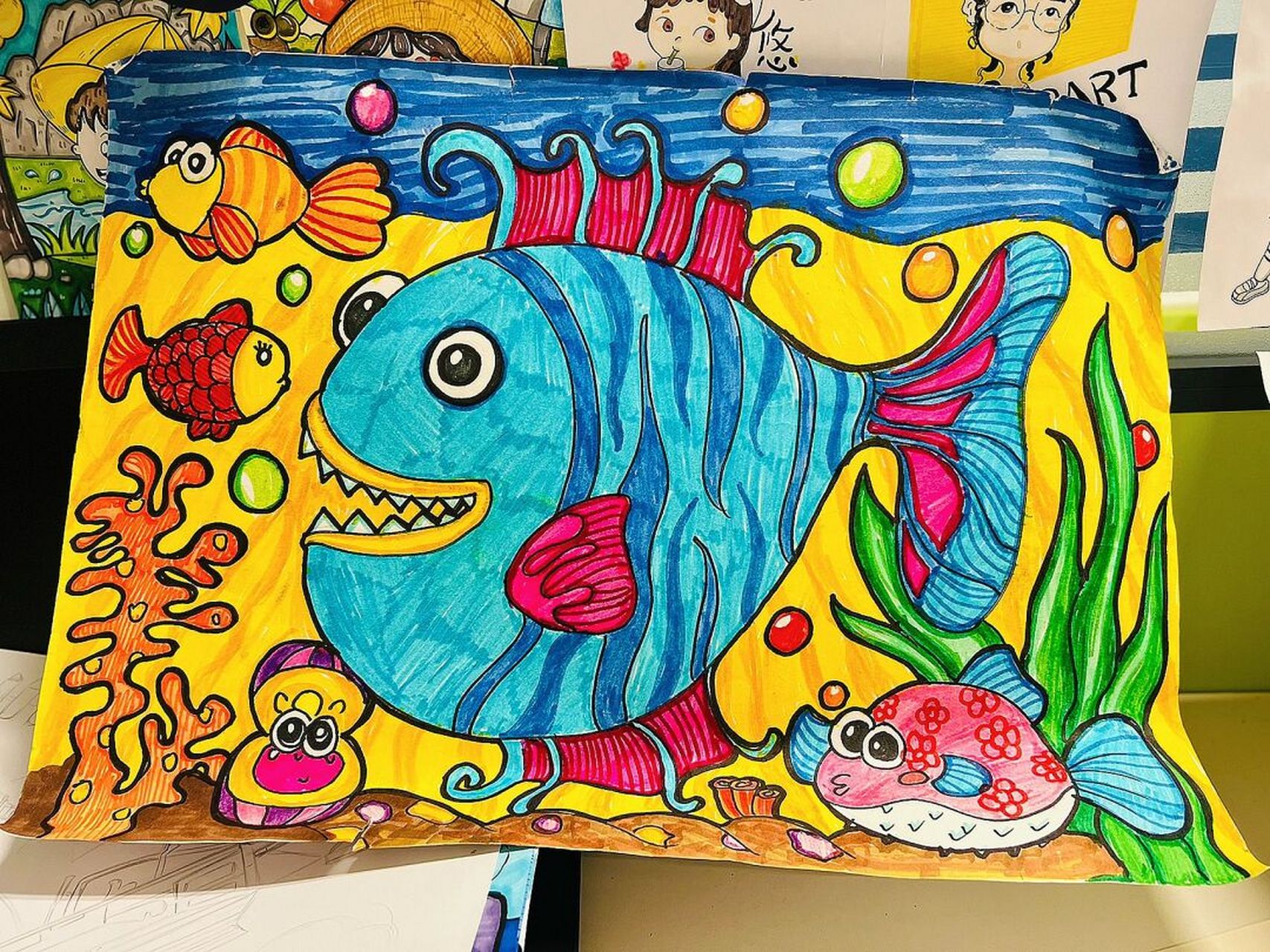 大鱼的简笔画 可爱图片